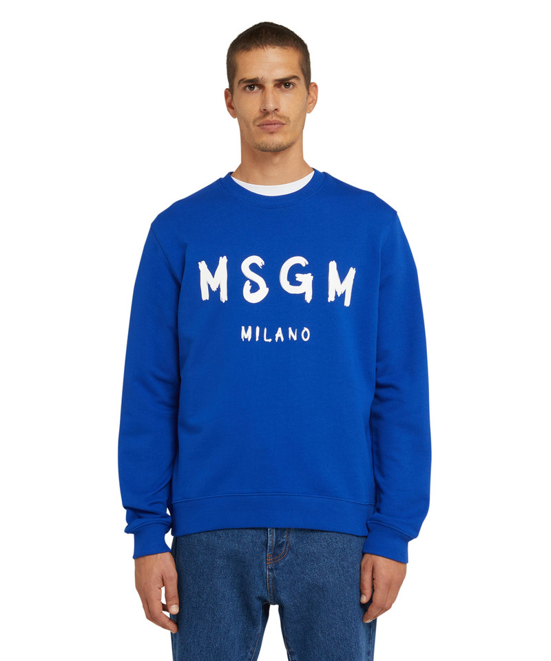 MSGM Cotton t-shirt with brushstroke logo outlook
