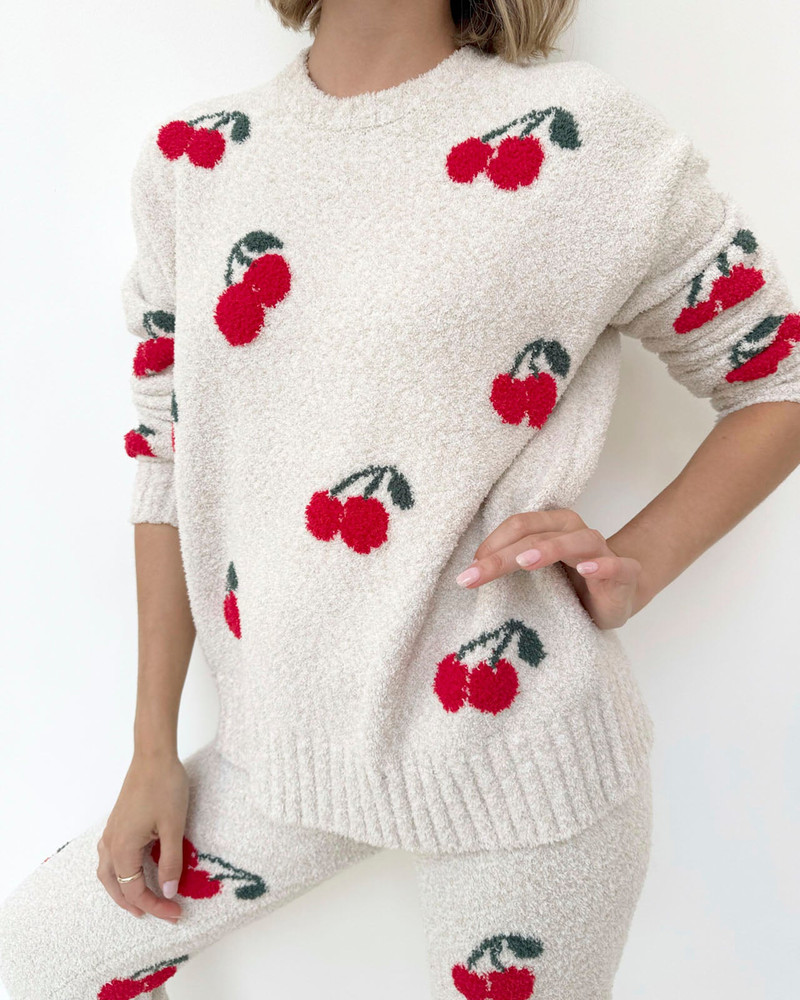 Splendid Cherries Fuzzy Sweater PJ Set outlook