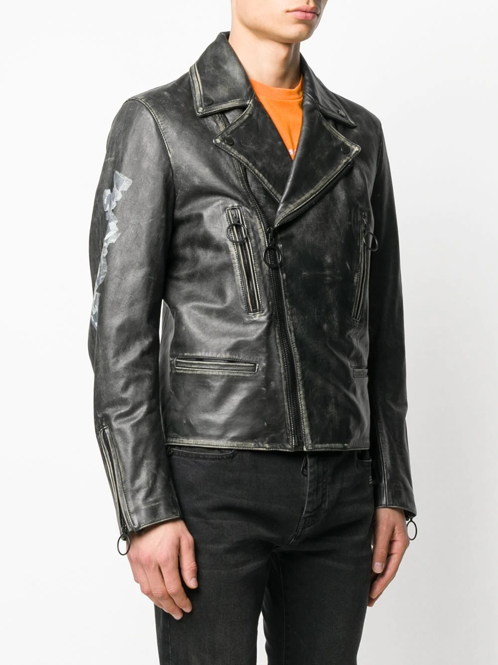 vintage-effect biker jacket - 3