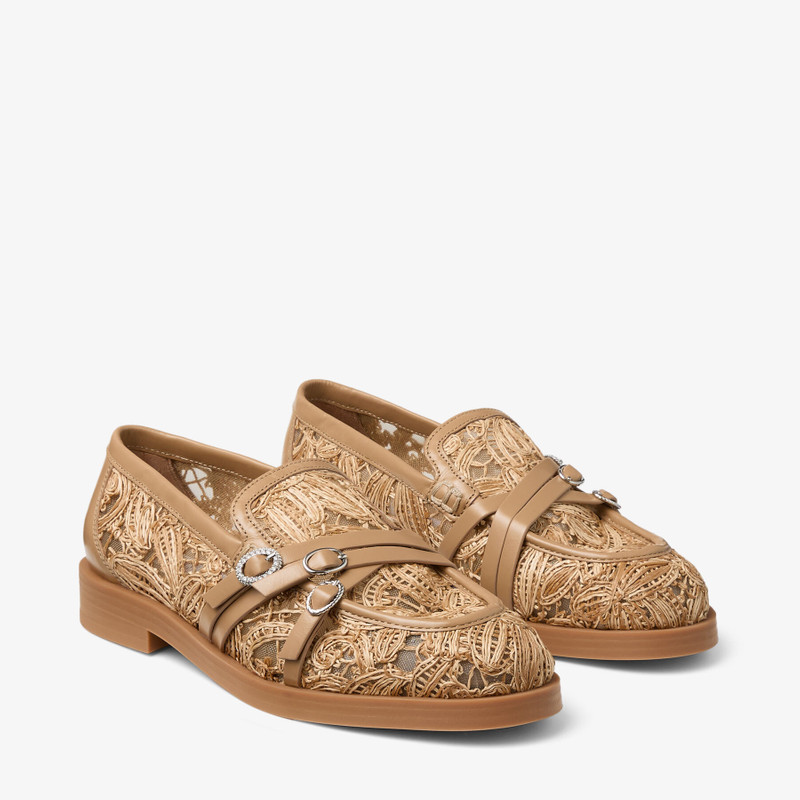 Kalia Loafer Natural Flower Woven Raffia and Calf Leather Loafers 2