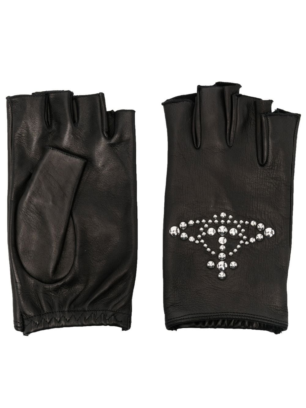 studded-orb motif leather gloves - 1