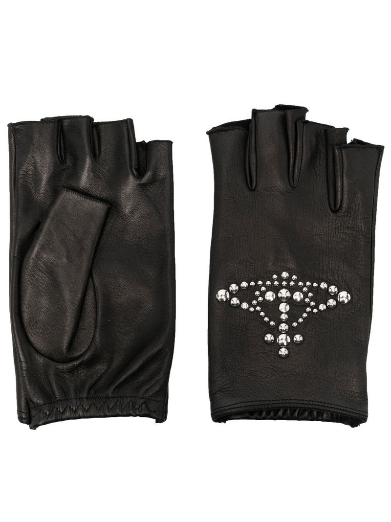 studded-orb motif leather gloves 1