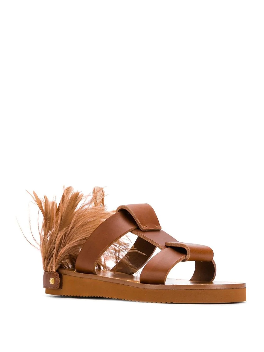 feather-detail flat sandals - 2