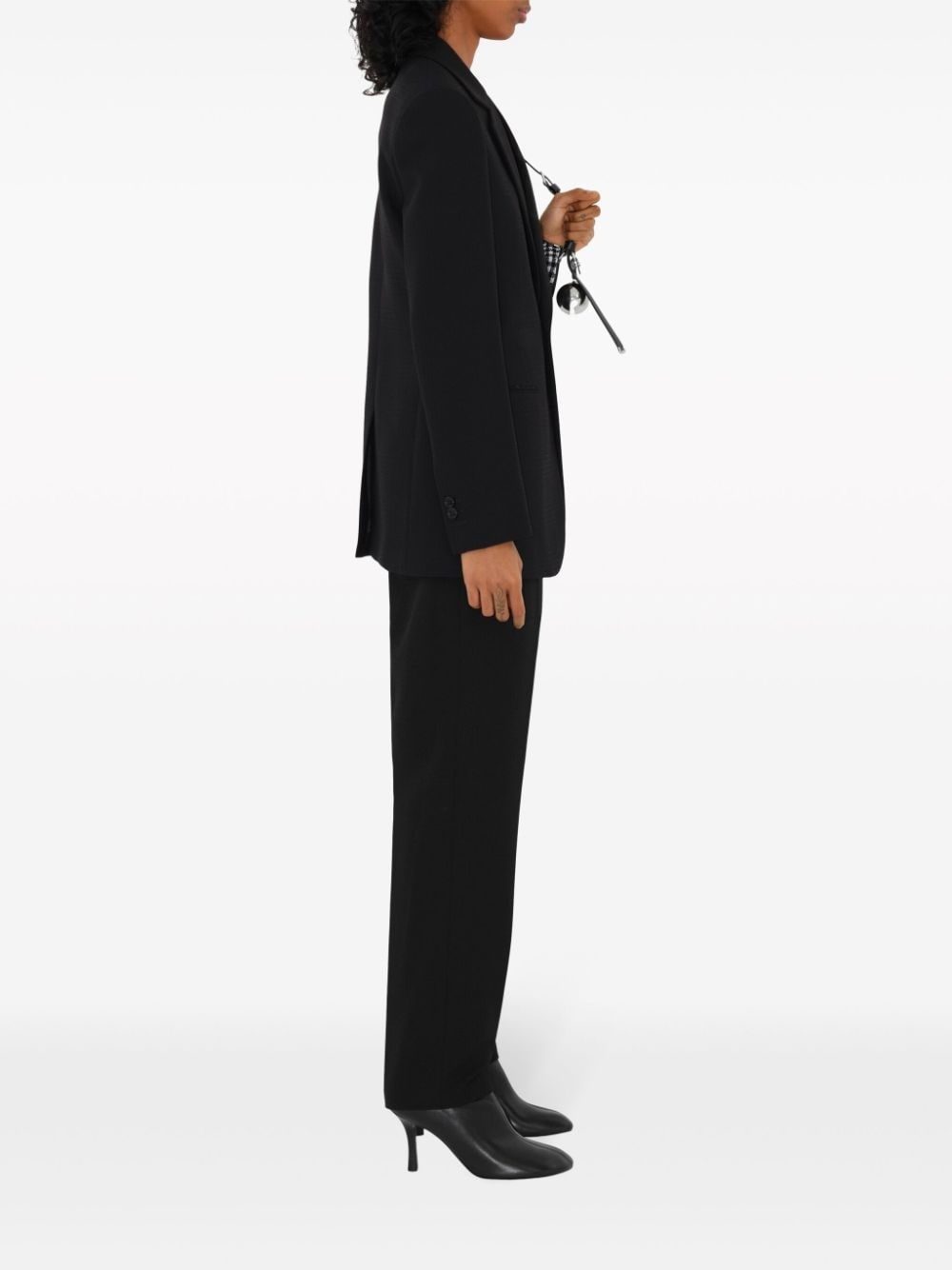checked wool blazer - 3