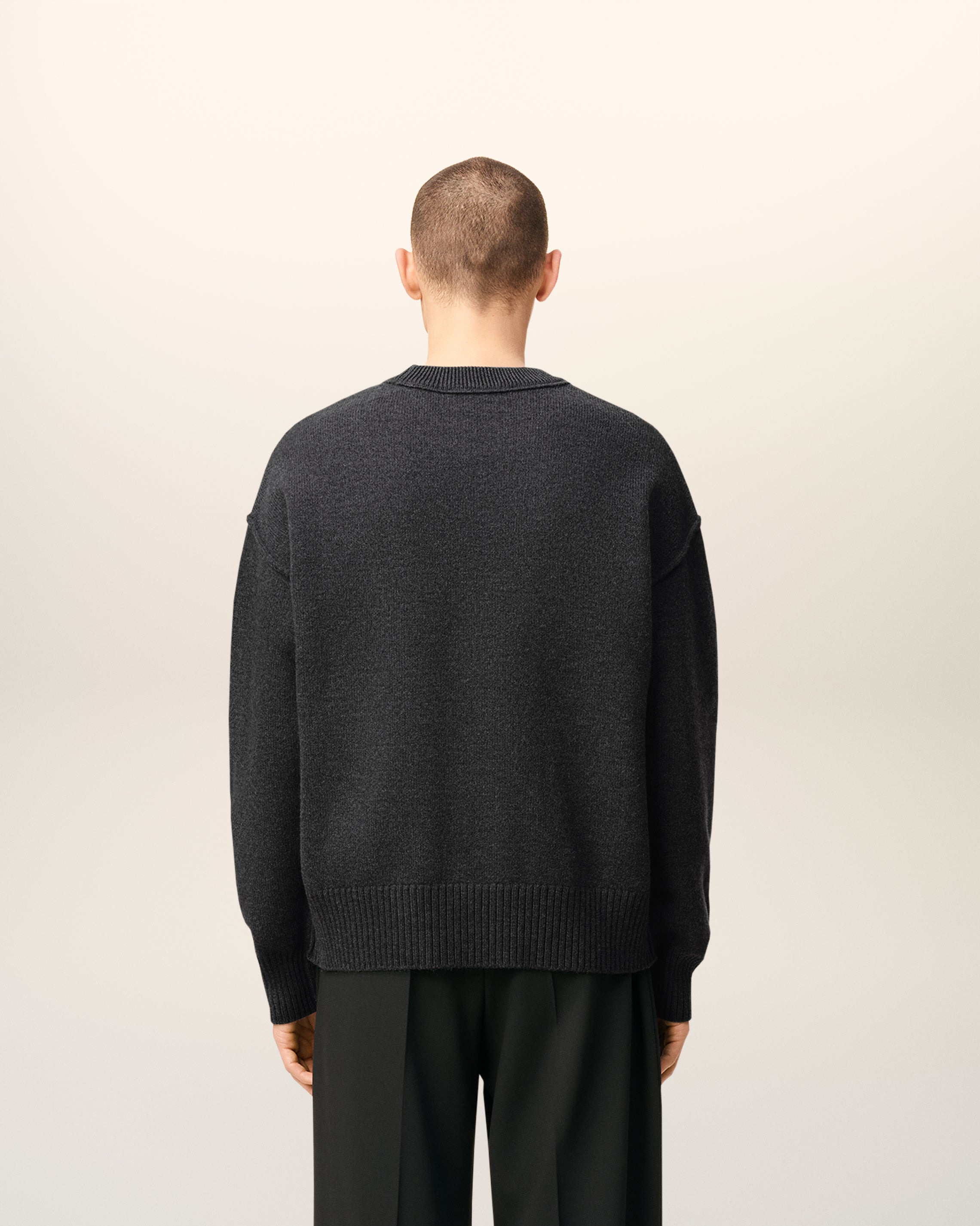 GREY WOOL AMI DE COEUR CREWNECK SWEATER - 5