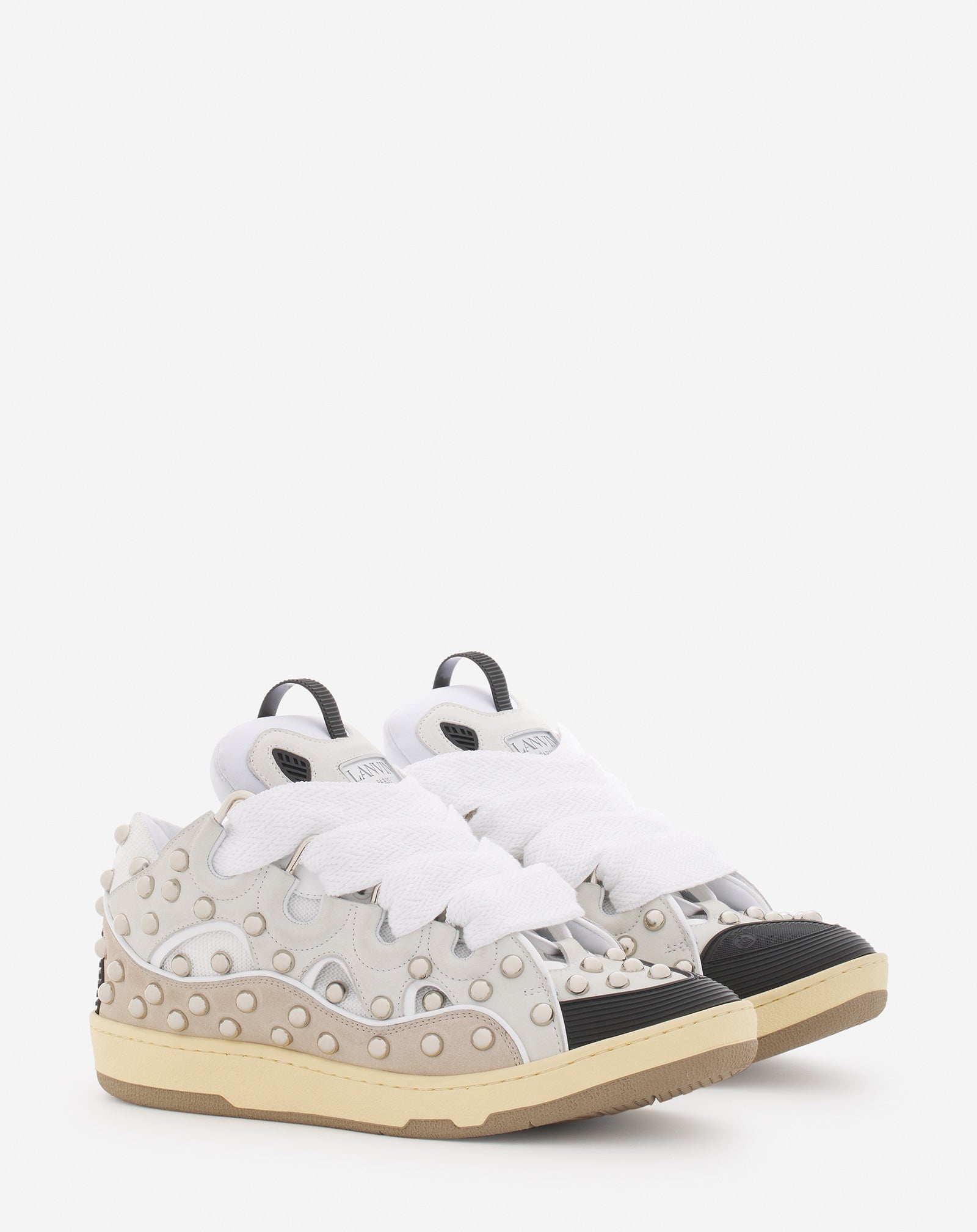 STUDDED LEATHER CURB SNEAKERS - 2