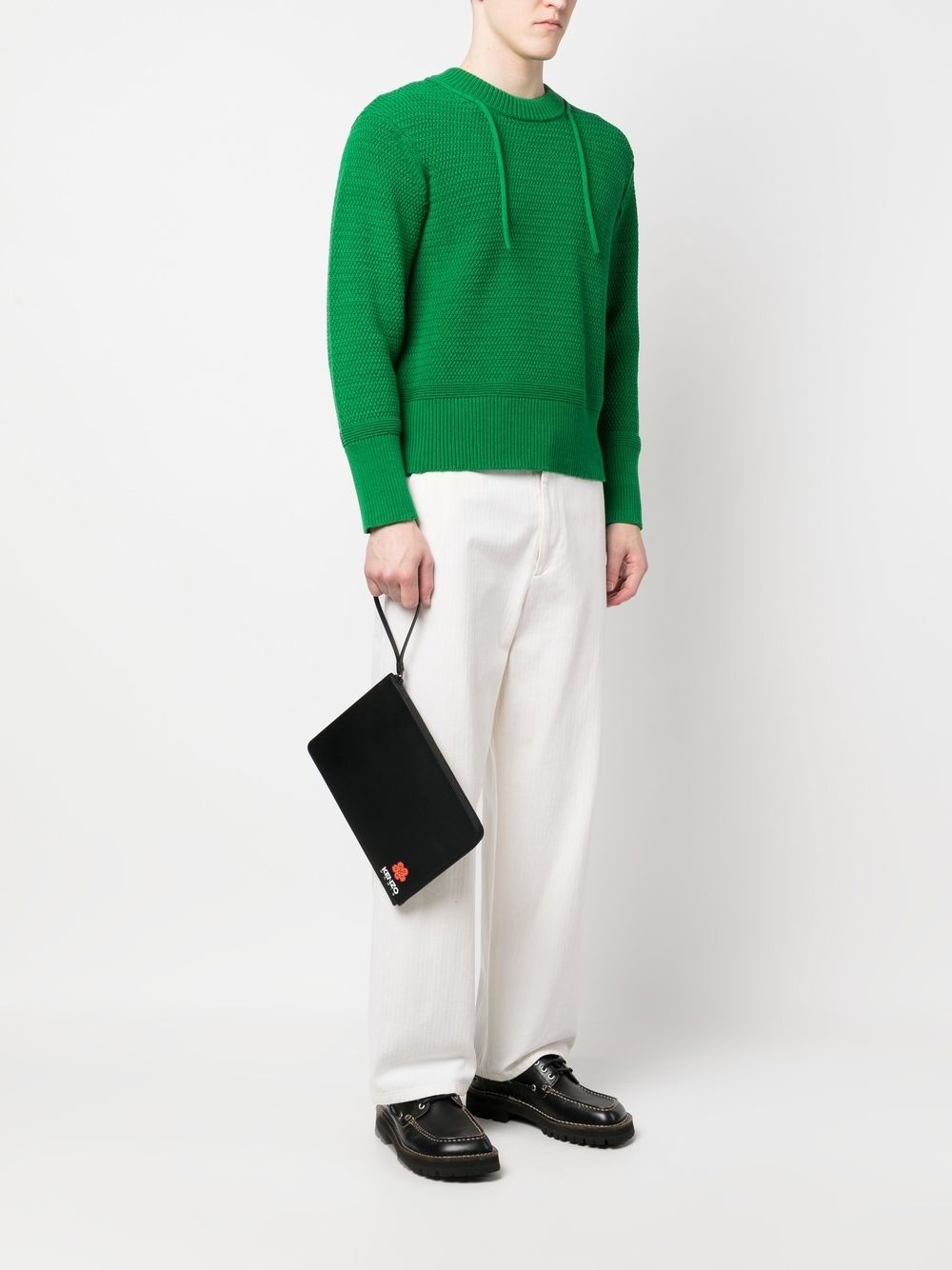 logo-print leather clutch bag - 2