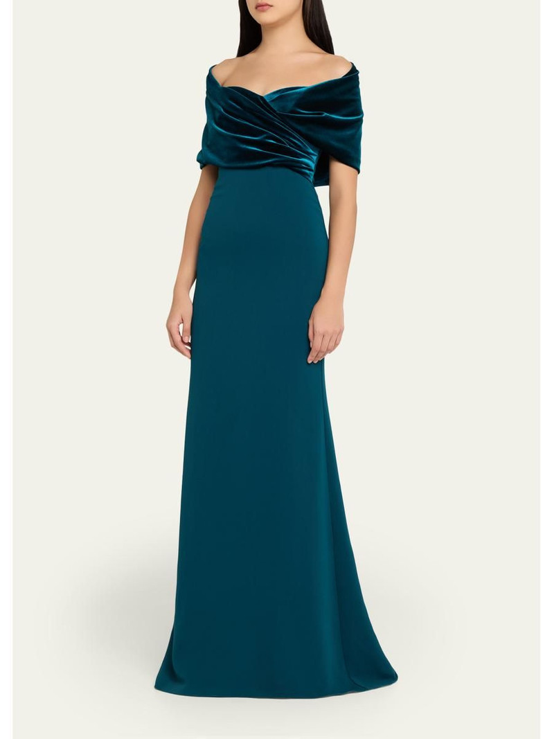 A-Line Sweetheart Gown with Velvet Cape 4