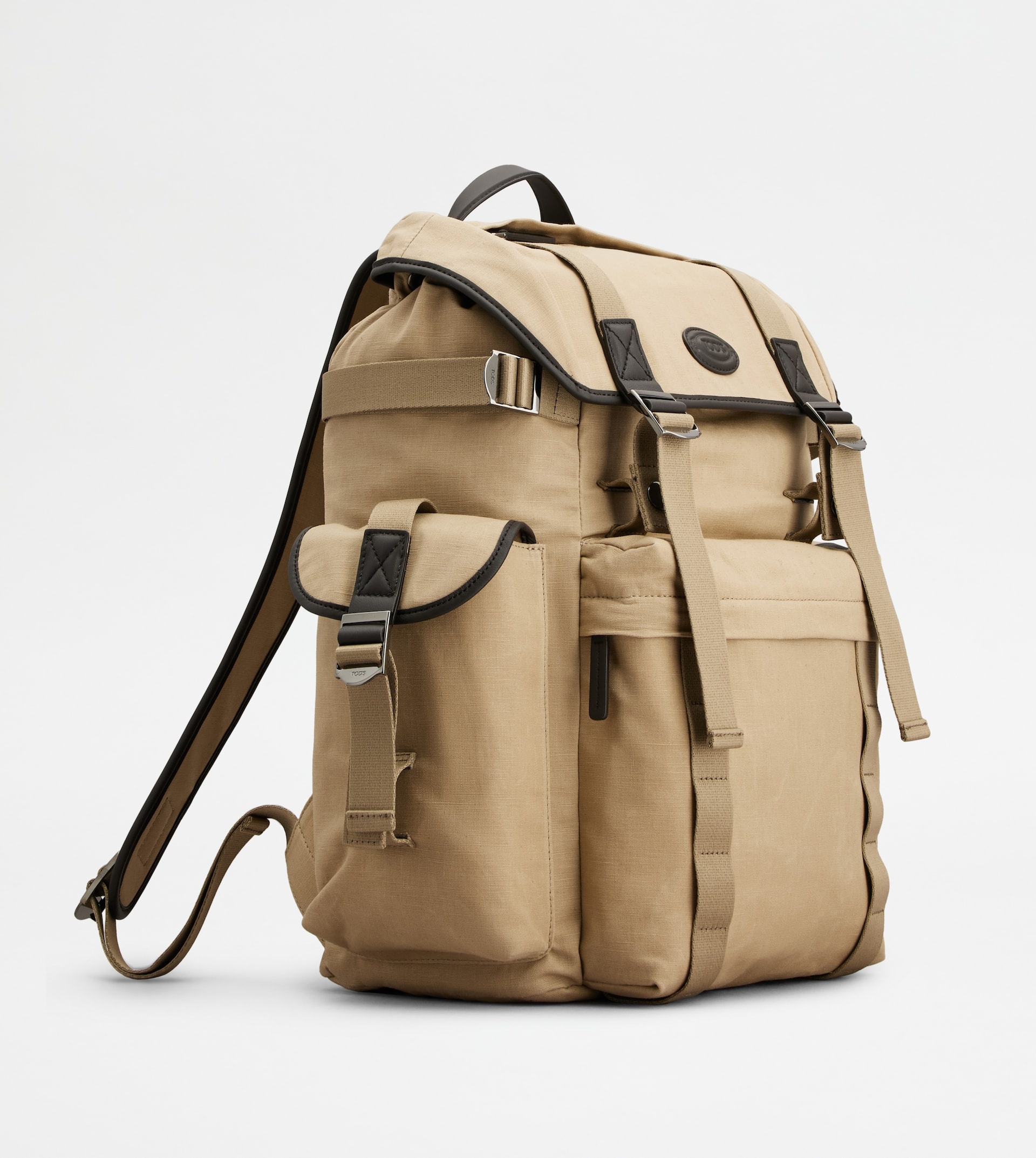 BACKPACK IN CANVAS AND LEATHER MEDIUM - BEIGE, BROWN - 2