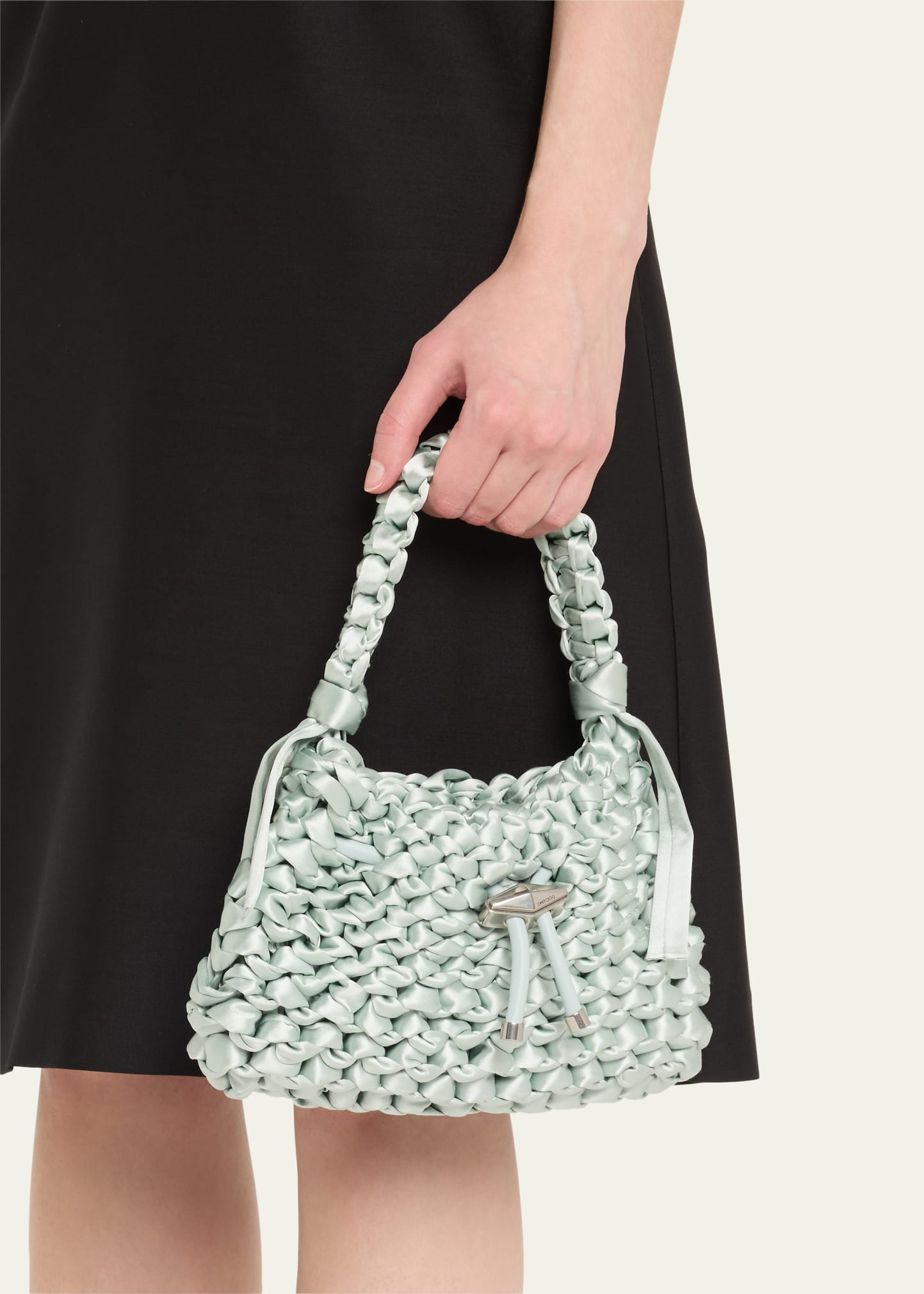 Cinch Small Woven Satin Top-Handle Bag - 2