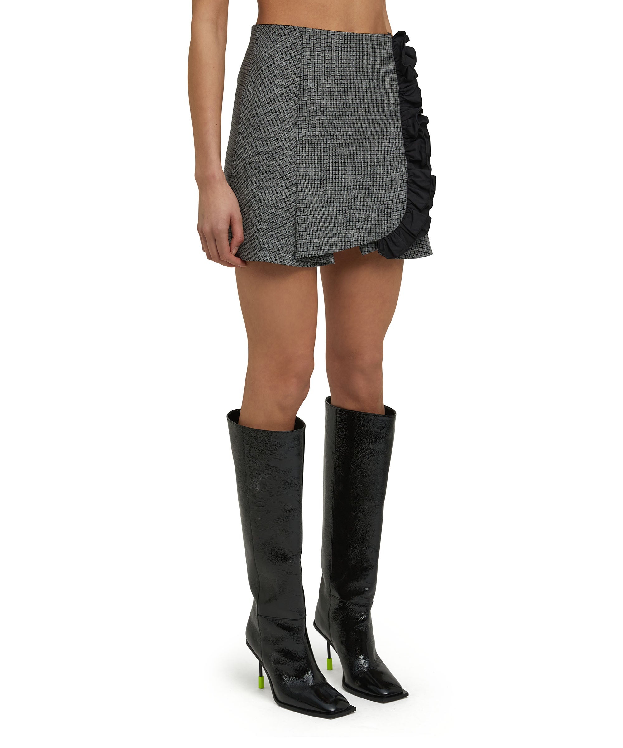 Wool mini skirt with  "Micro Check wool" motif - 3