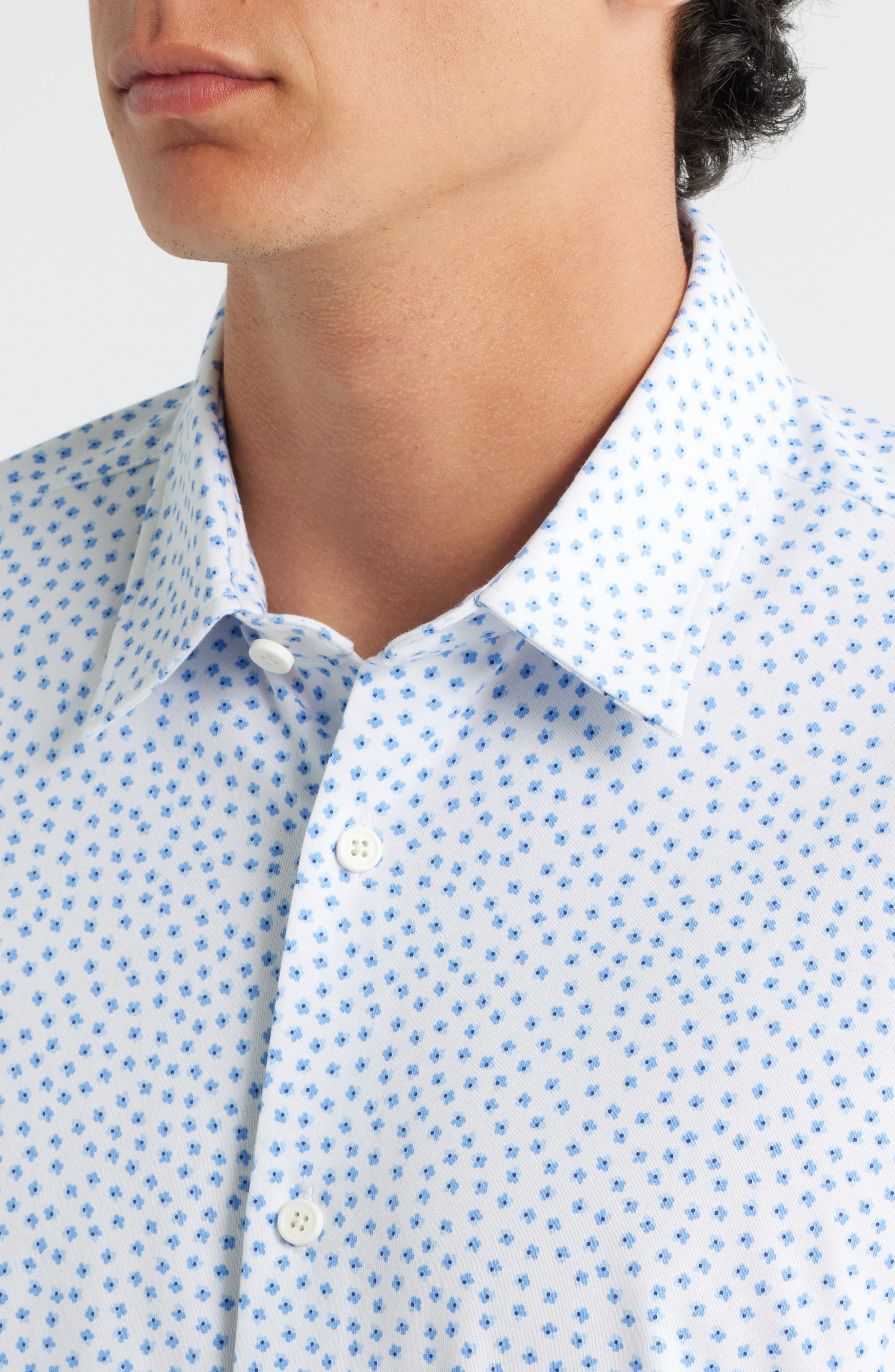 BOSS Roan Kent Slim Fit Button-Up Shirt in Light/Pastel Blue Dots at Nordstrom - 2