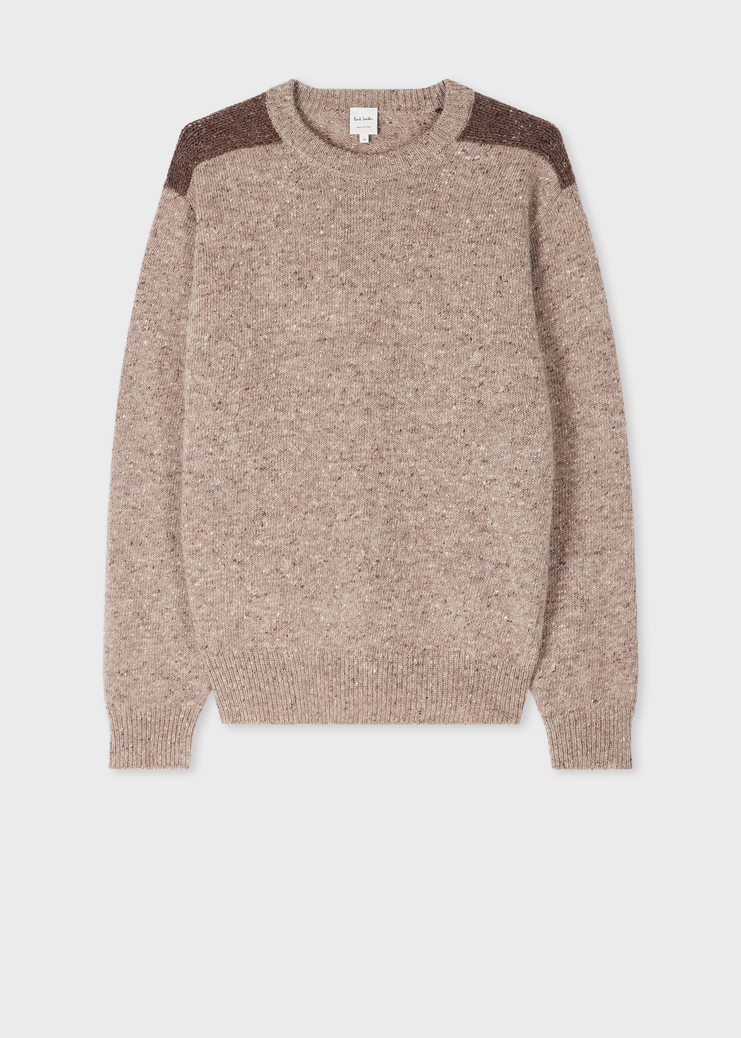 Taupe Wool-Mohair Donegal Sweater - 1