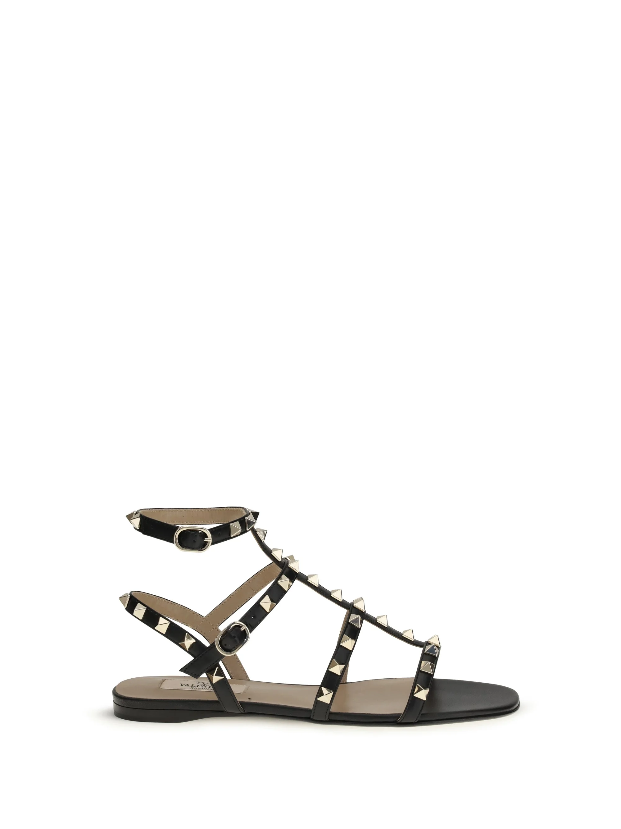 Valentino Garavani Pyramid-Stud Leather Sandal — Black - 1
