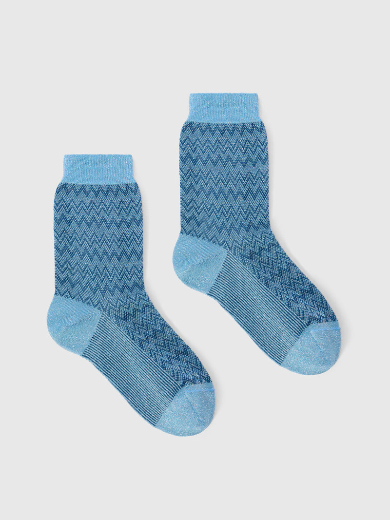 Short lamé knit socks with zigzag pattern 1