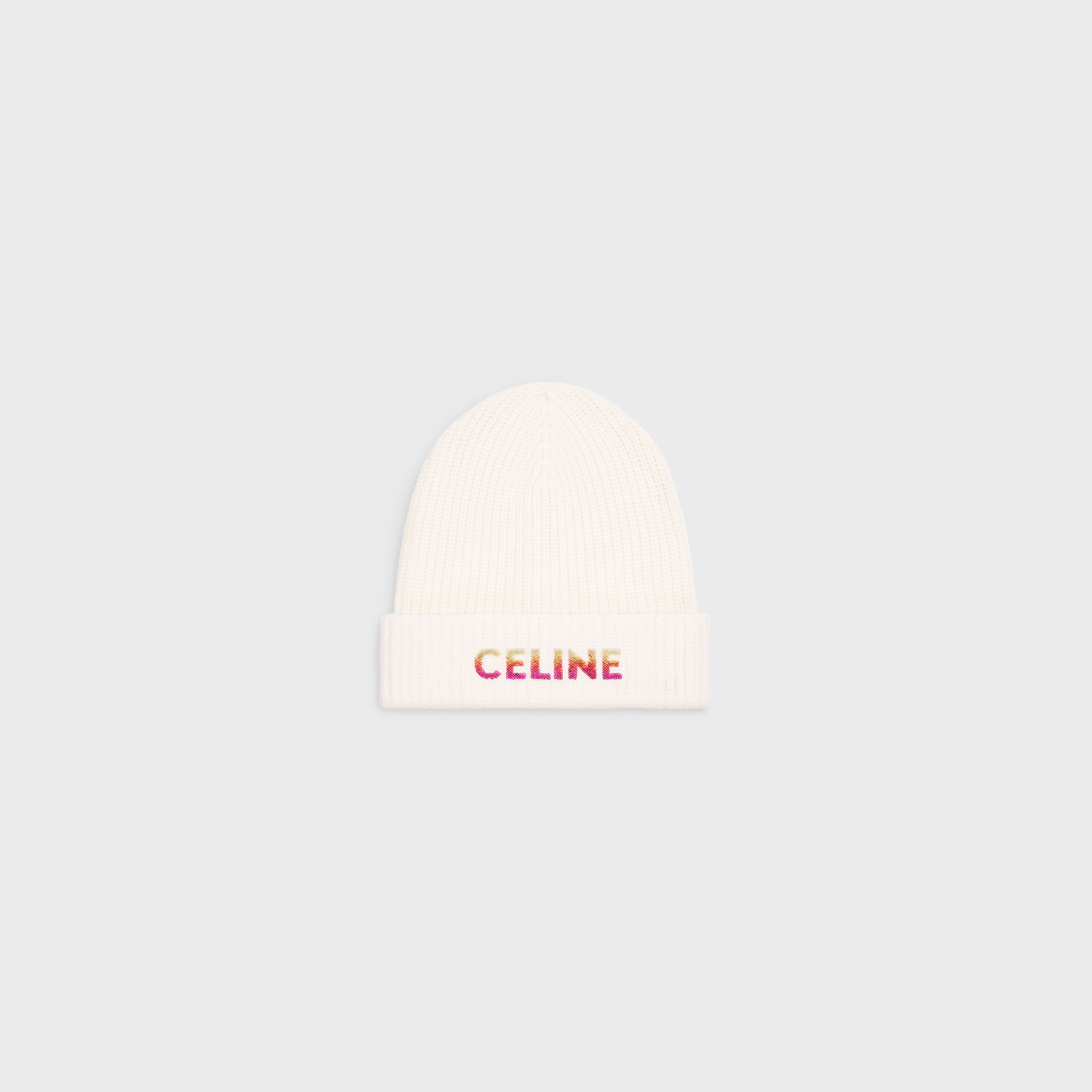 CELINE EMBROIDERED BEANIE IN RIBBED WOOL - 1