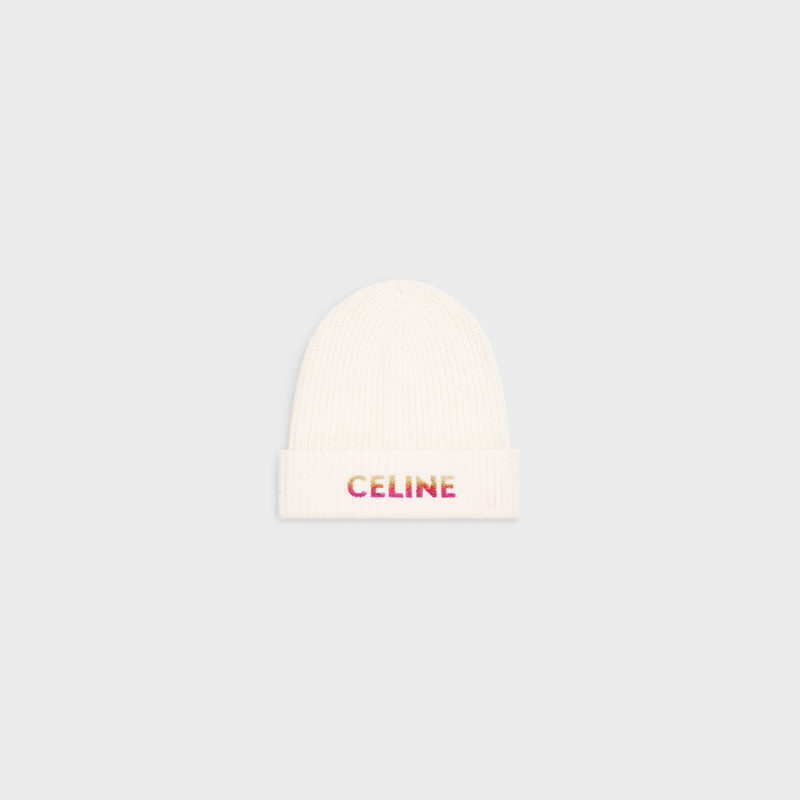 CELINE EMBROIDERED BEANIE IN RIBBED WOOL 1