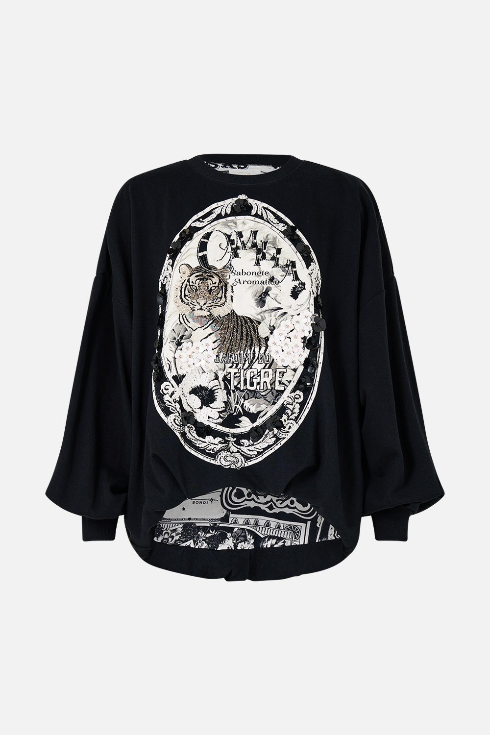 TUCK DETAIL SWEATER - BLACK - 1