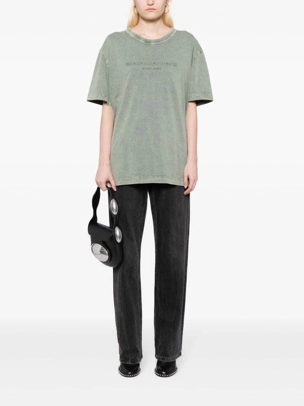 ALEXANDER WANG Women Embossed Logo Bi-Color Acid Tee - 4