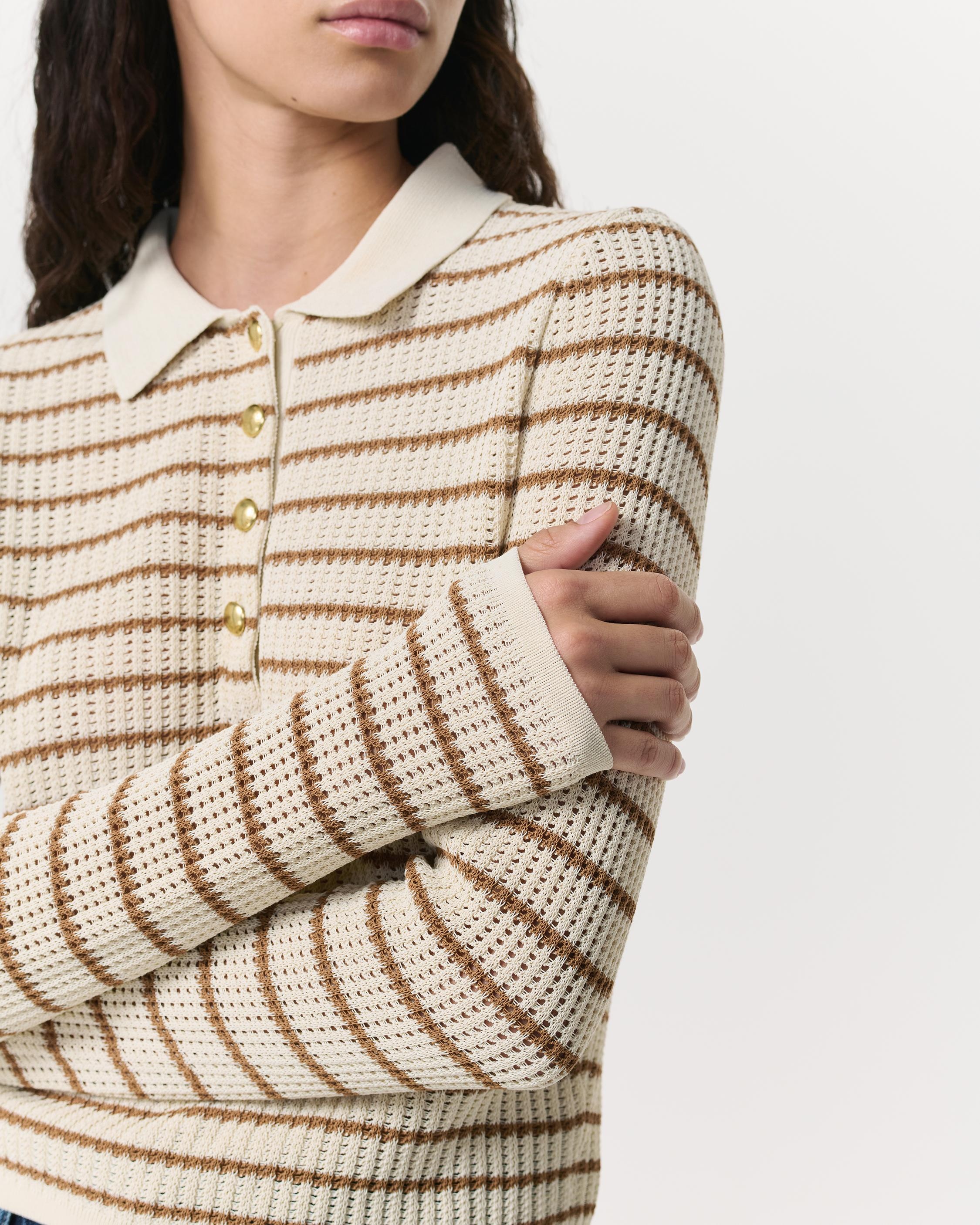 Viola Striped Polo Sweater - 5