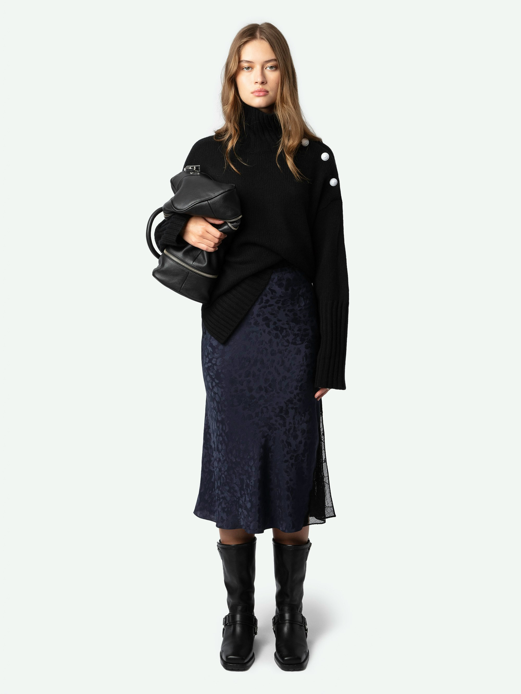 Jayla Leopard Silk Jacquard Skirt - 2