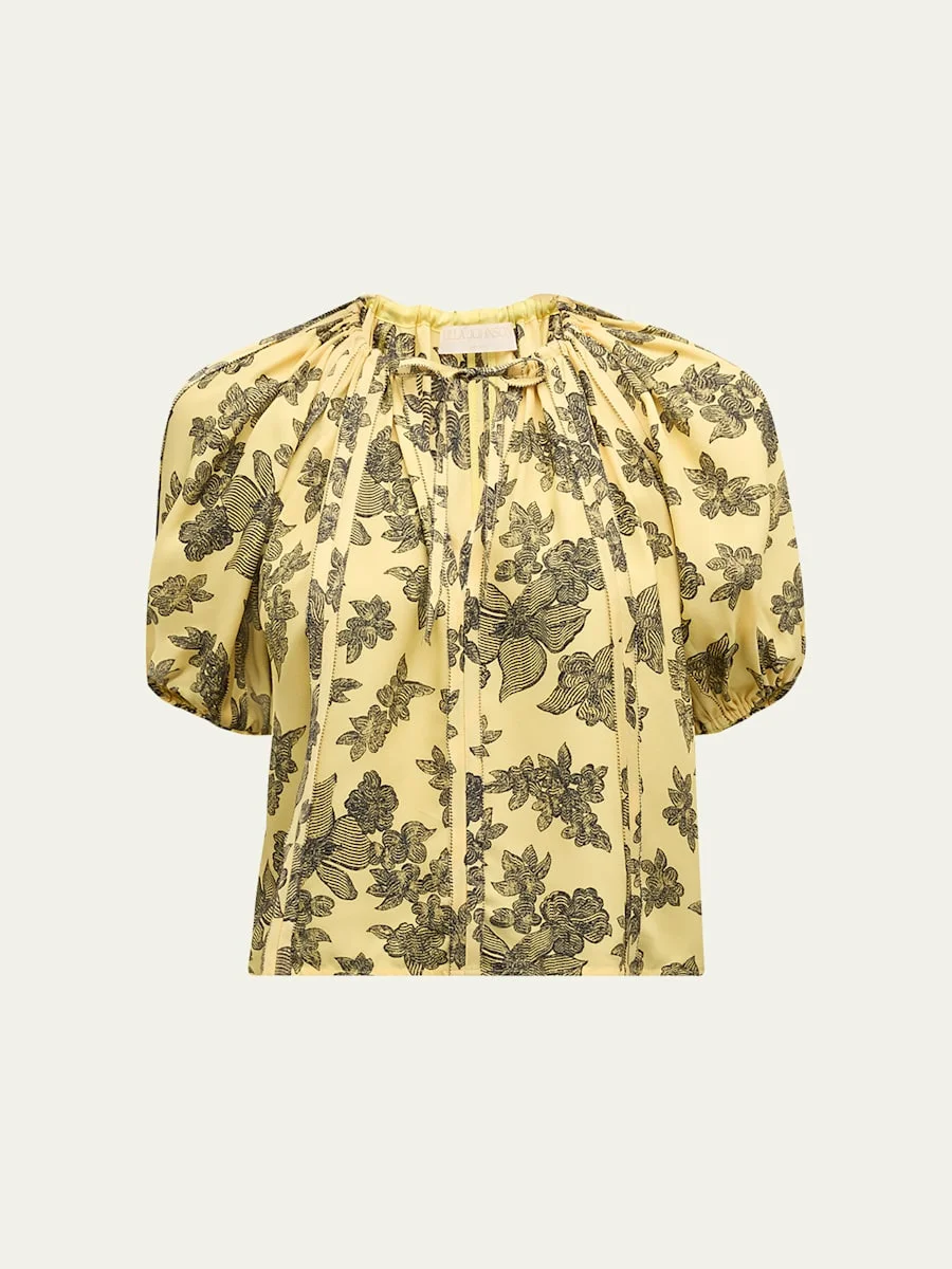 Marcelena Floral Puff-Sleeve Top - 1