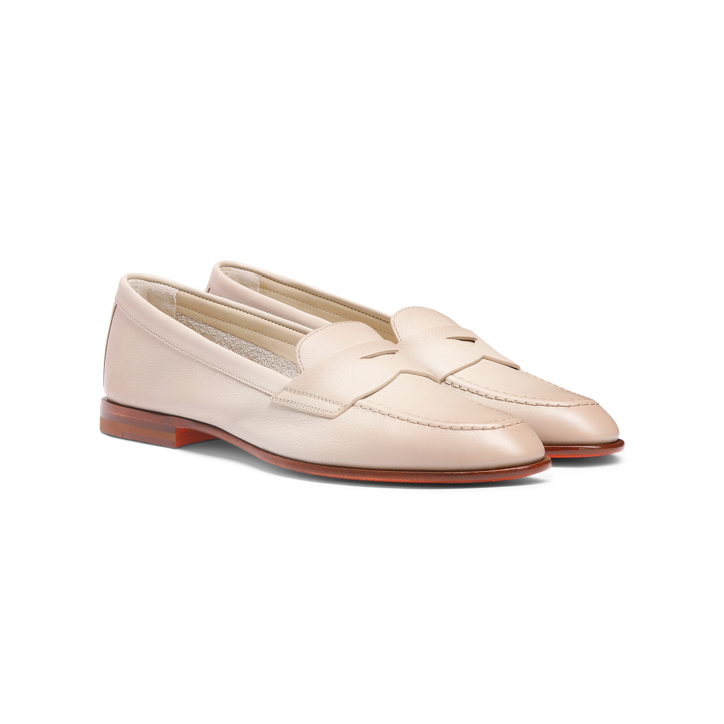 Women's beige leather penny loafer - 3