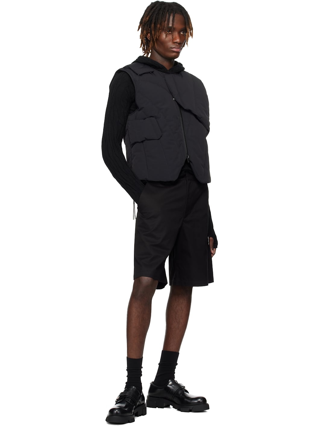 Black Layered Down Vest - 4