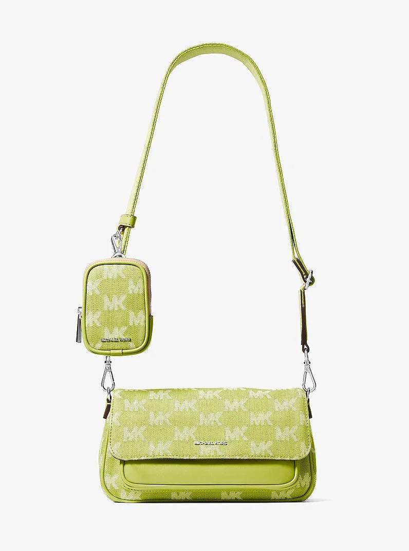 Jet Set Travel Small Logo Jacquard Denim Crossbody Bag With Pouch - 1