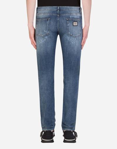 Dolce & Gabbana Light blue skinny stretch jeans with rips outlook