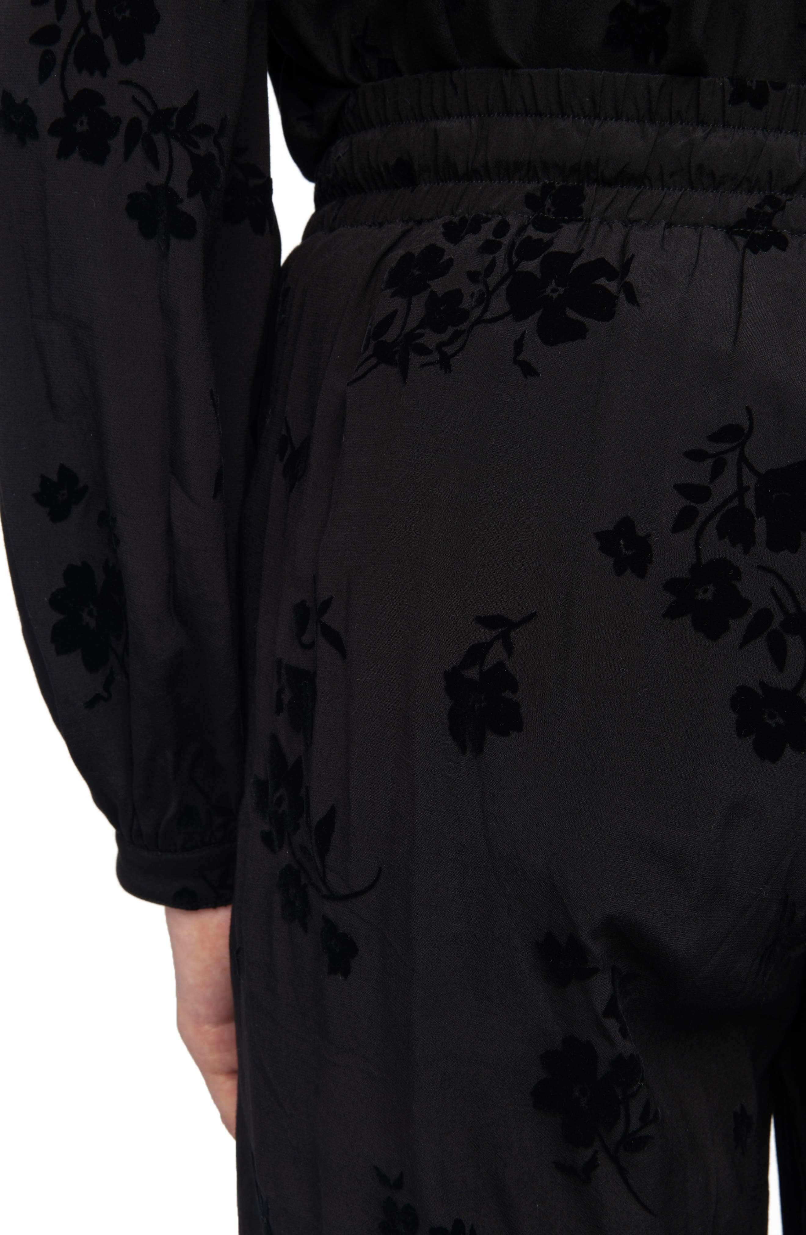 Zadig & Voltaire Poma Floral Satin Drawstring Waist Pants in Black at Nordstrom - 4
