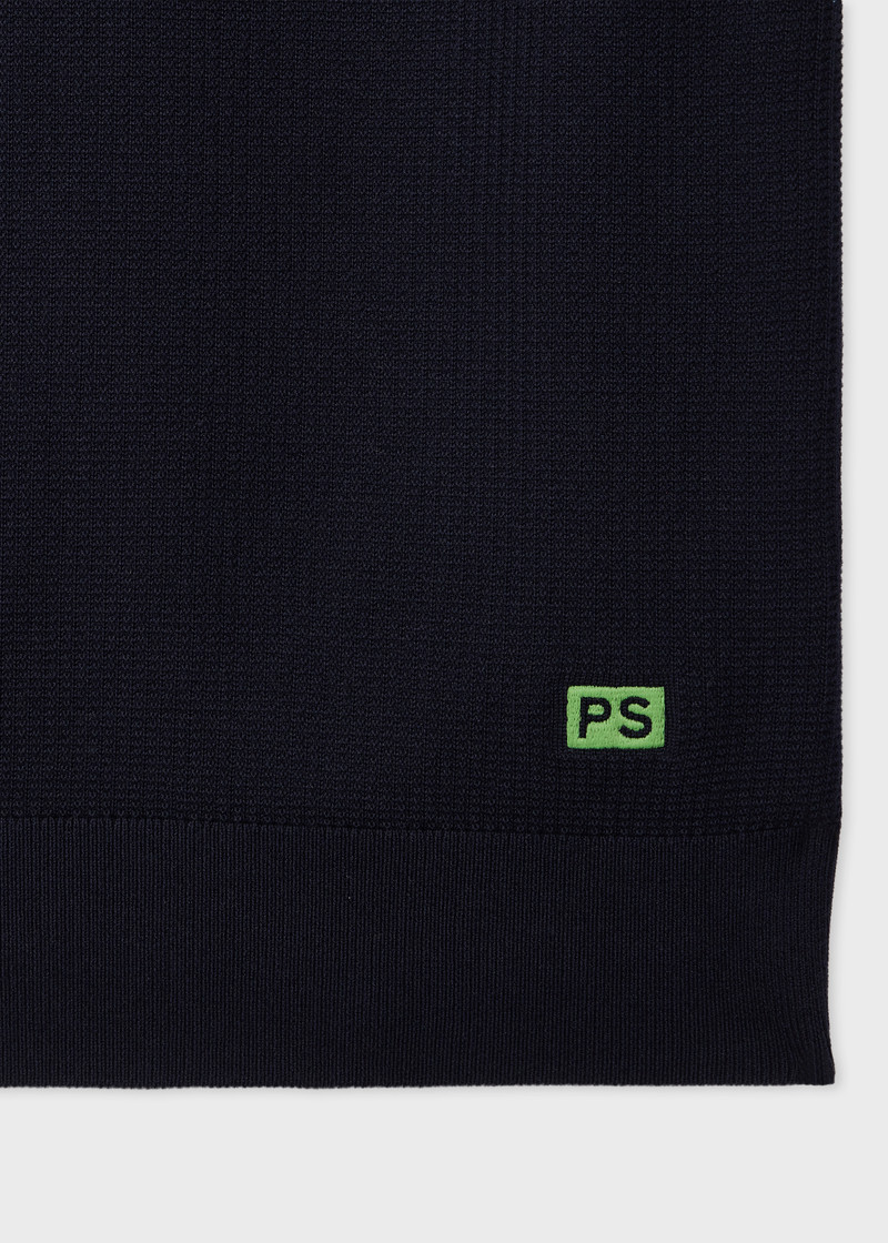 Paul Smith Navy Textured Cotton Knitted Polo Shirt outlook