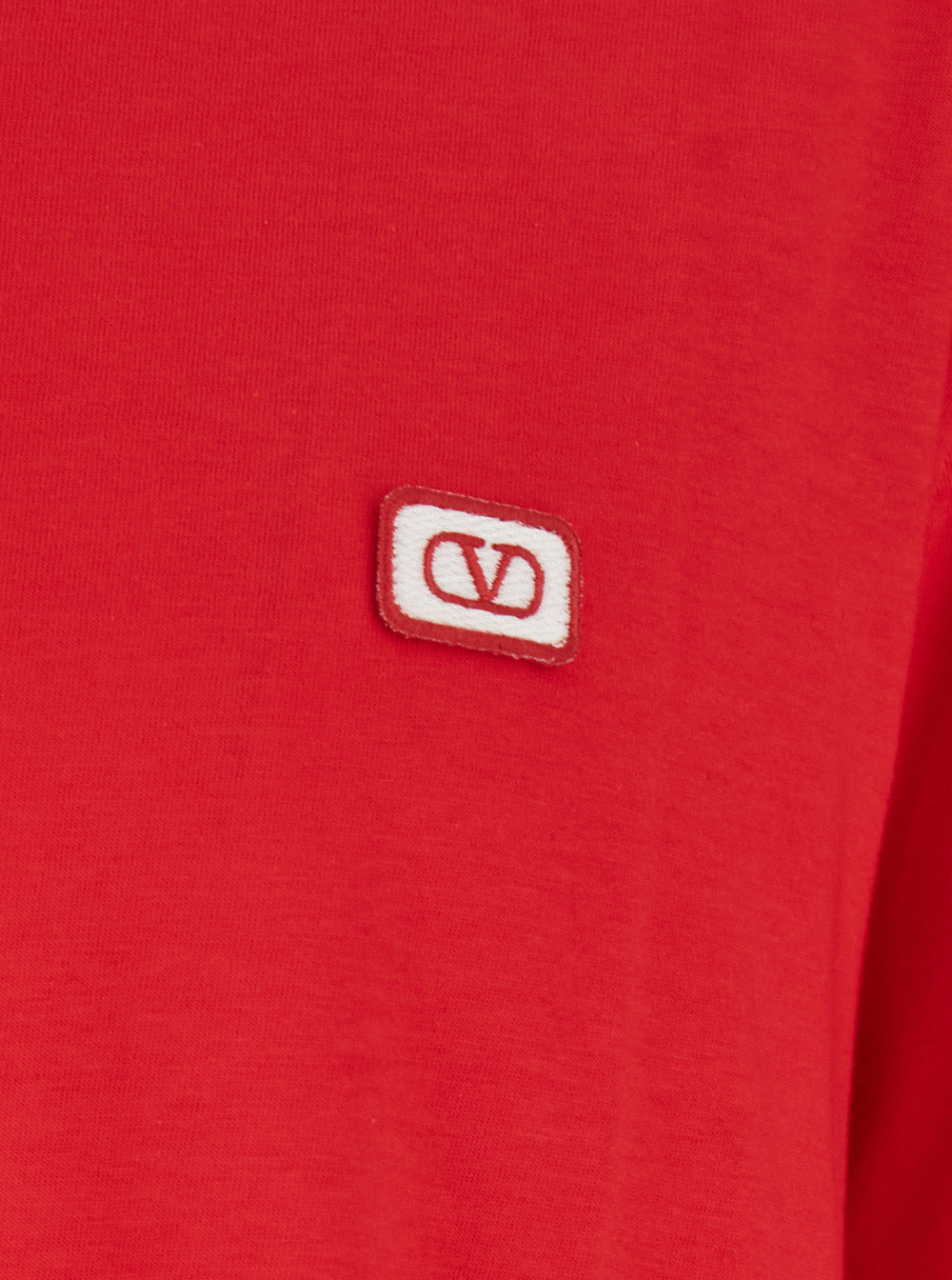 Valentino Men Red Crewneck T-Shirt With Vlogo On The Front In Cotton Man - 3