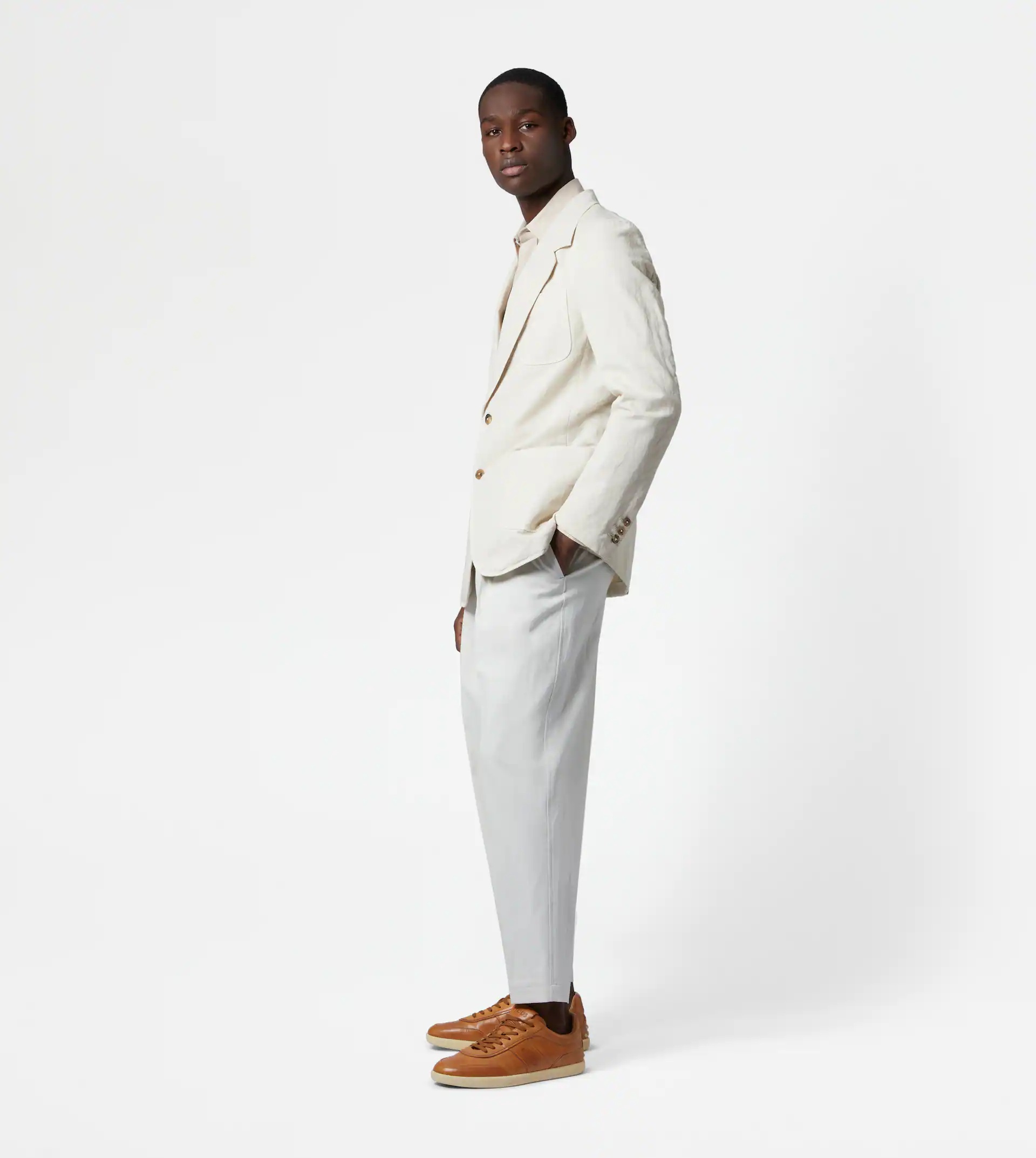 LINEN BLEND BLAZER - BEIGE - 4