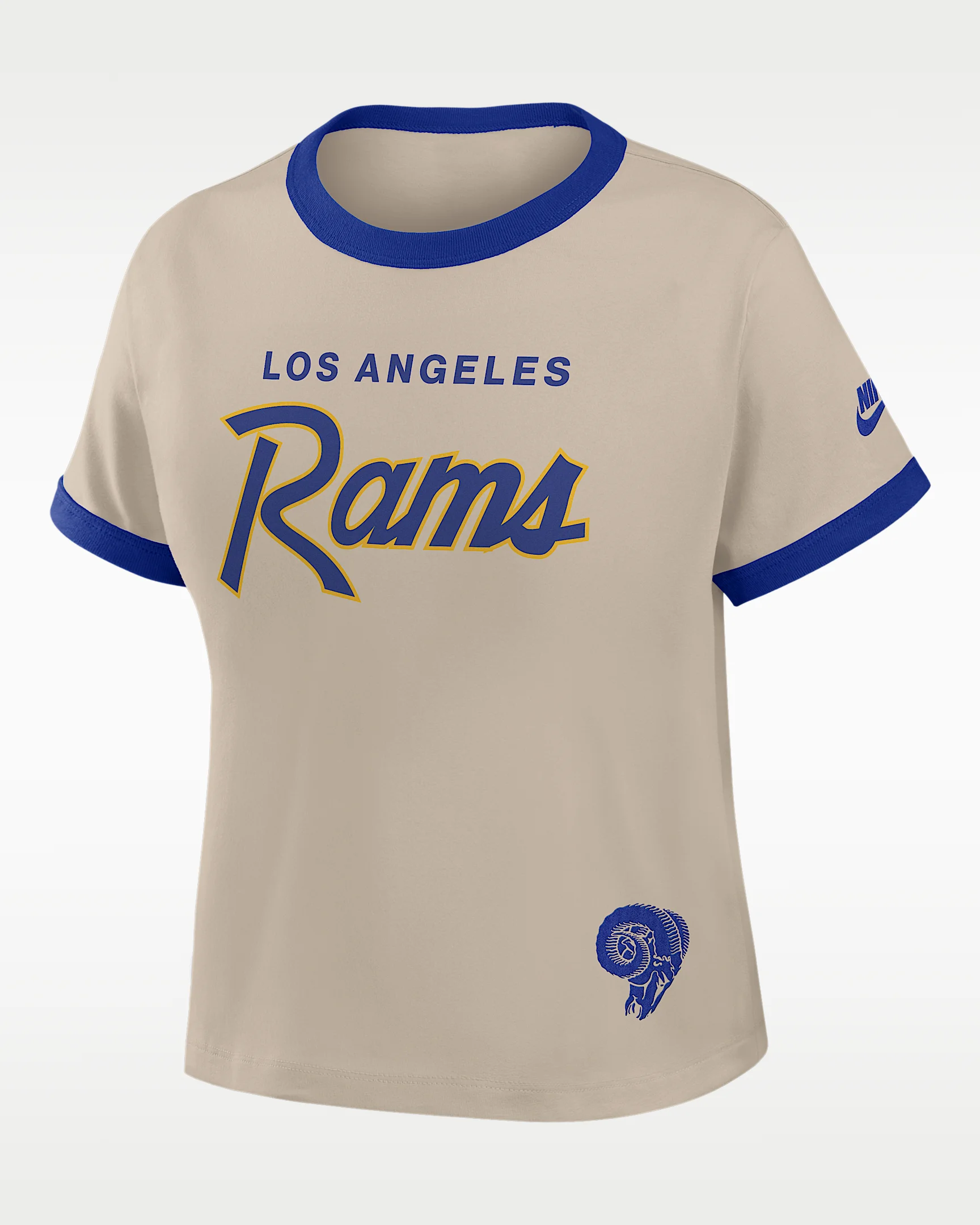 Los Angeles Rams Rewind Ringer Mod Women's Nike NFL Cropped T-Shirt - 1