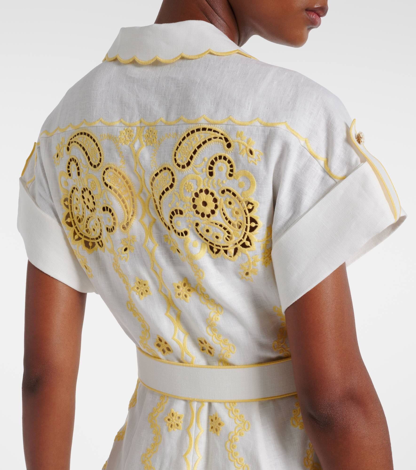 Lucky embroidered linen midi dress - 6