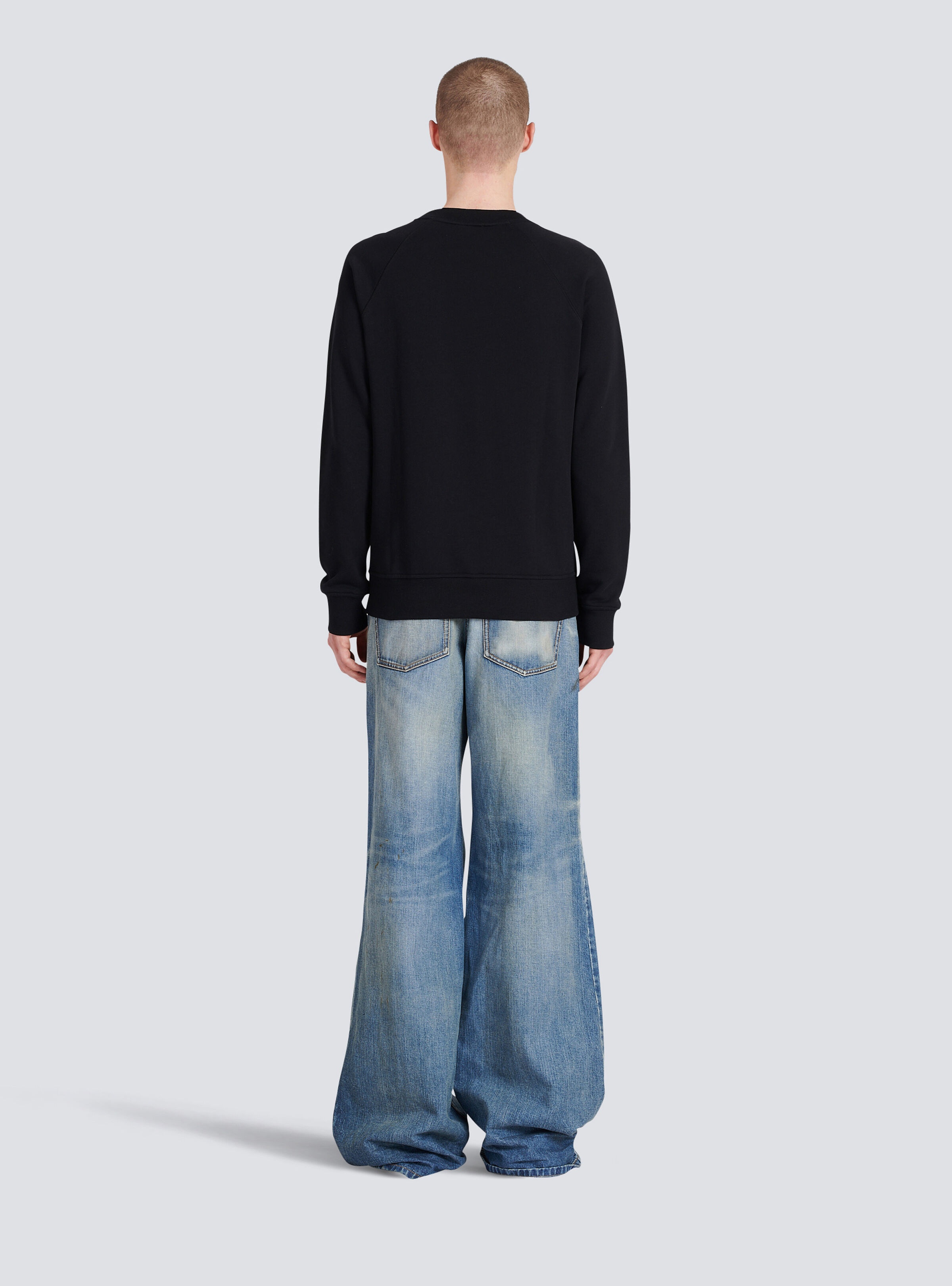 Cotton sweatshirt with embossed Balmain logo - 5