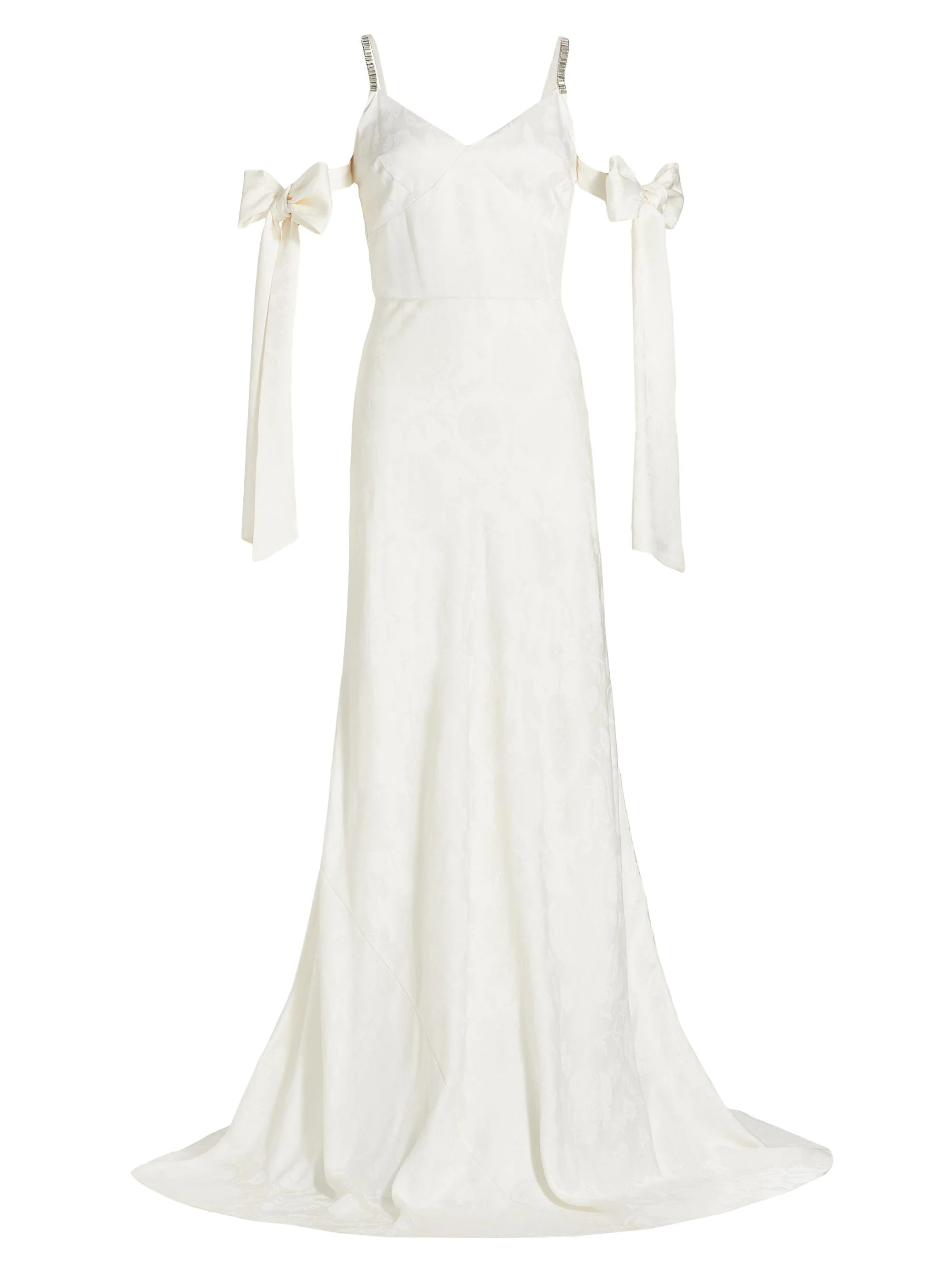 Women's Circe Floral Jacquard Arm Bow Gown - White - 1