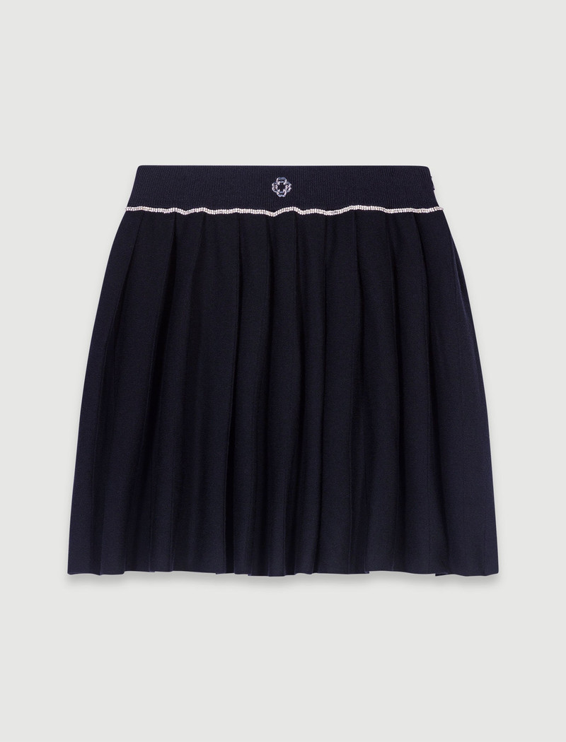 Pleated knit short skirt 1