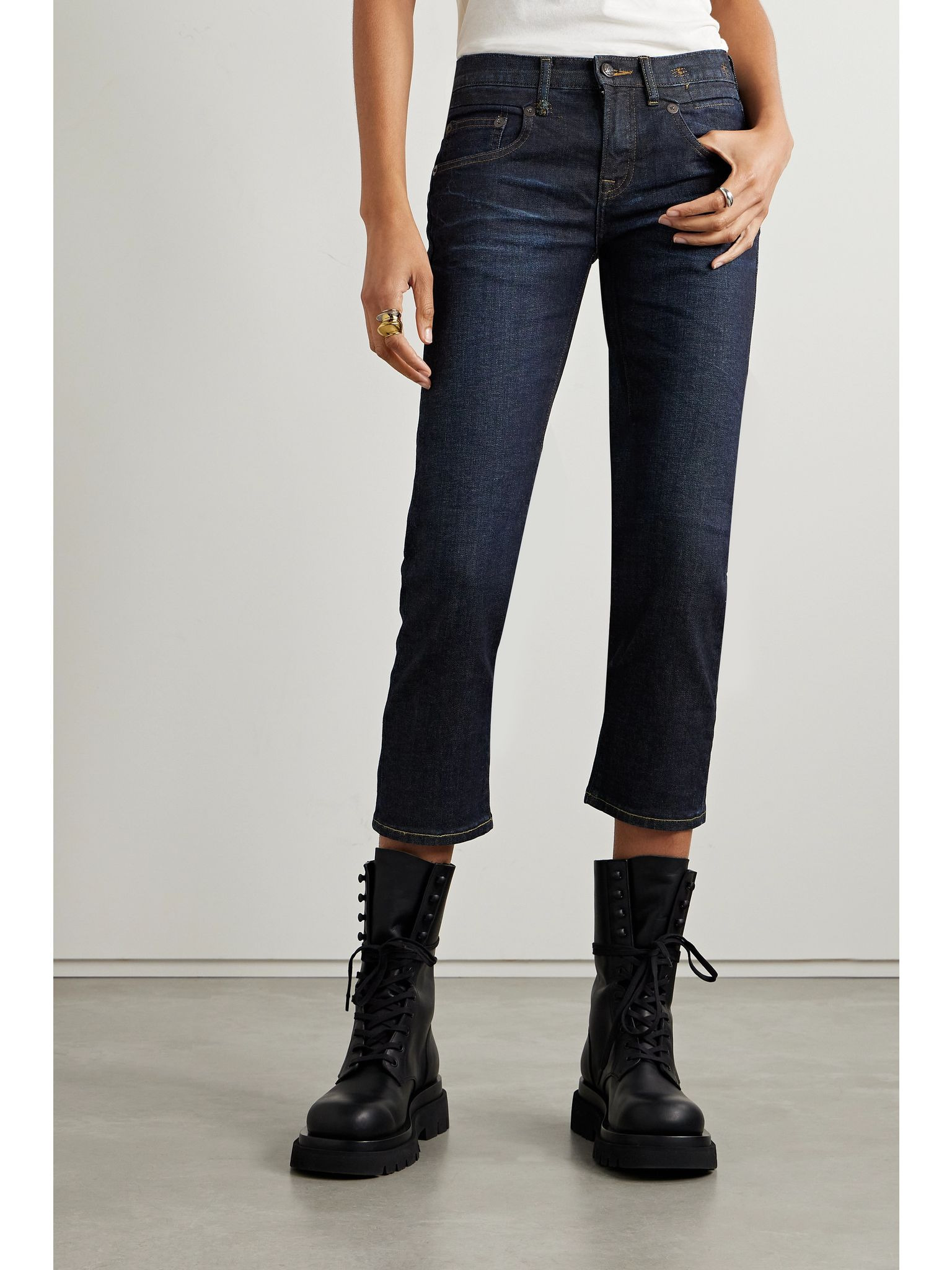 Boy cropped high-rise straight-leg jeans Dark denim - 3