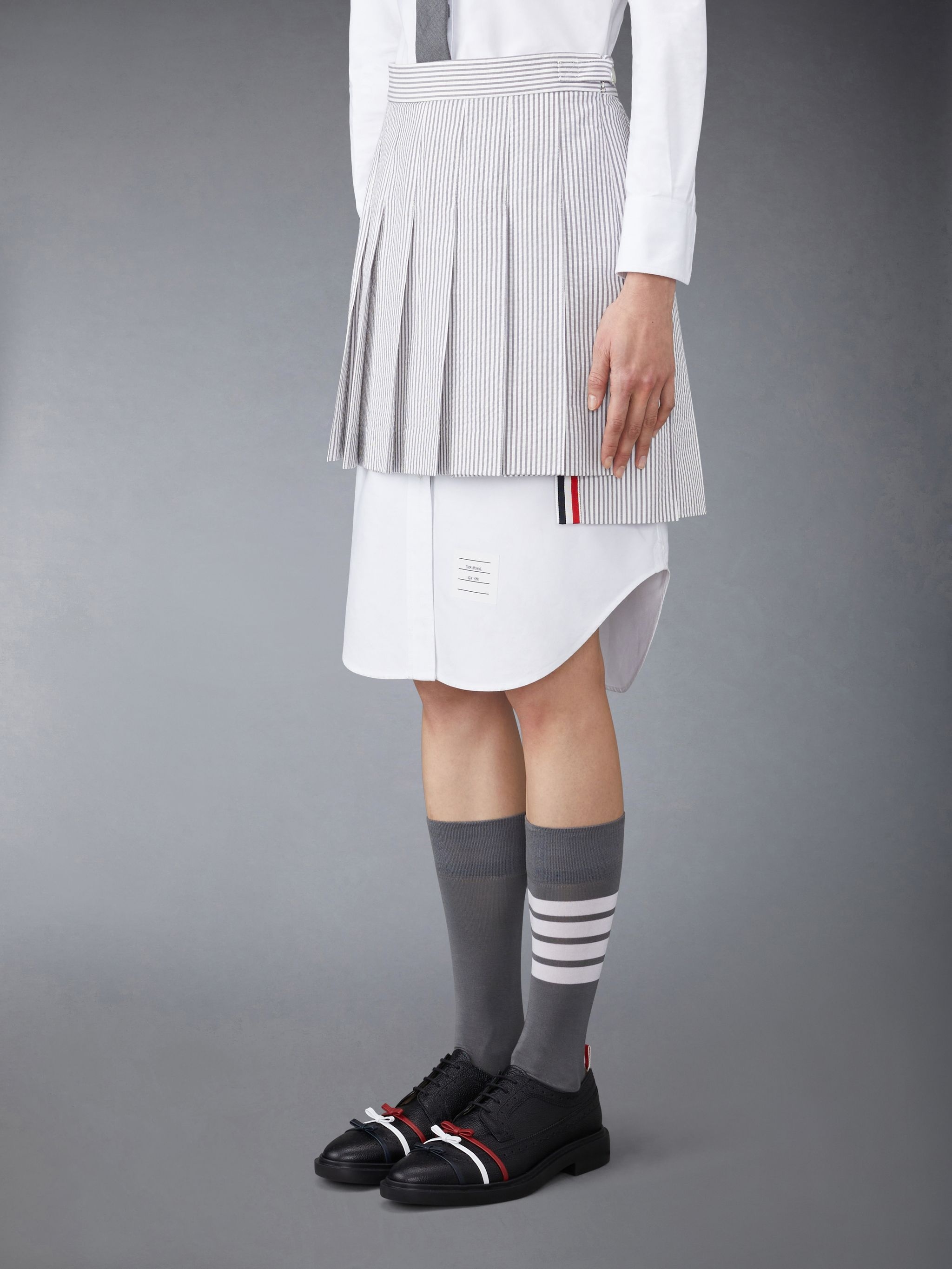 Seersucker pleated mini skirt - 2