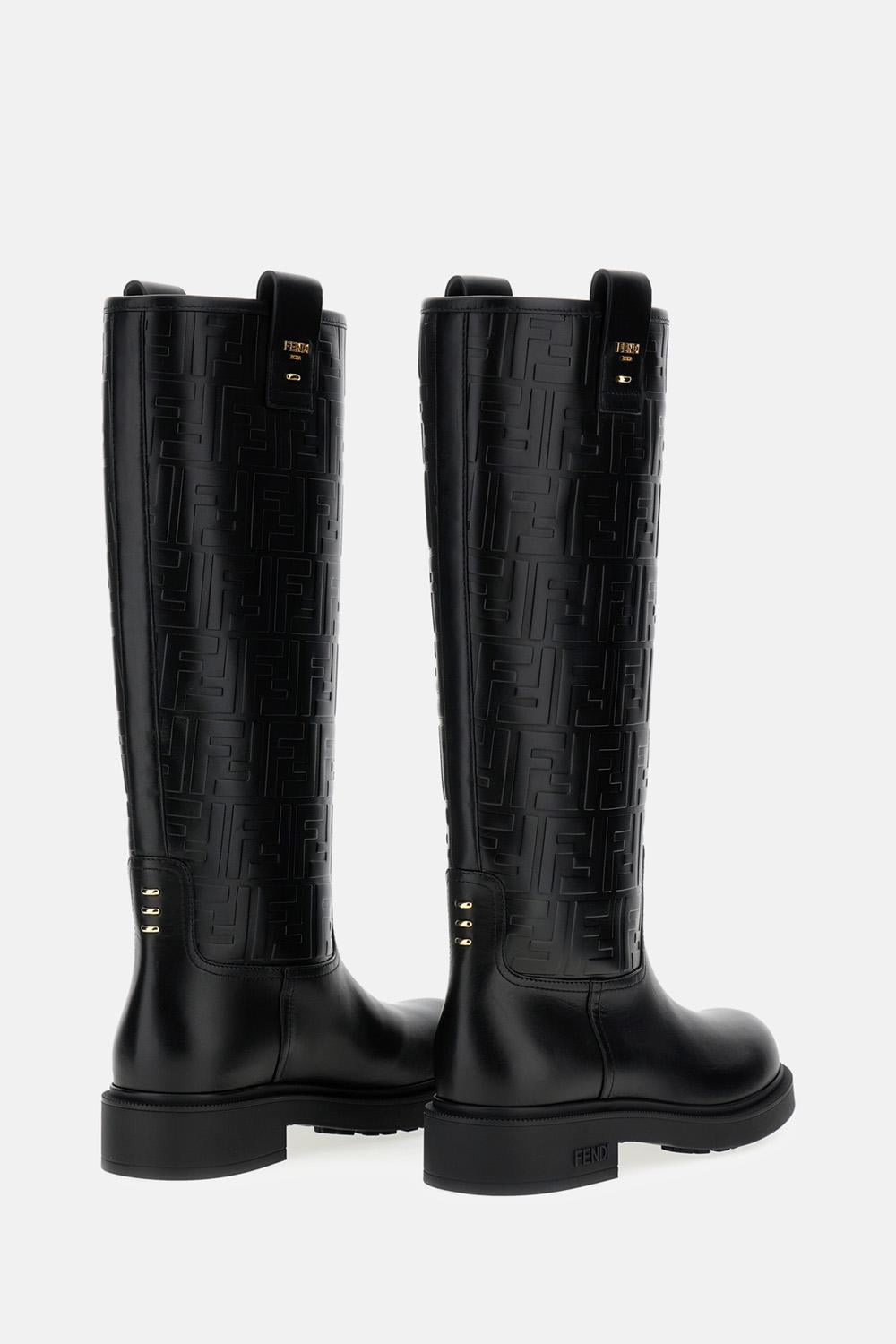 STIVALI FENDI FILO IN PELLE NERA - 3