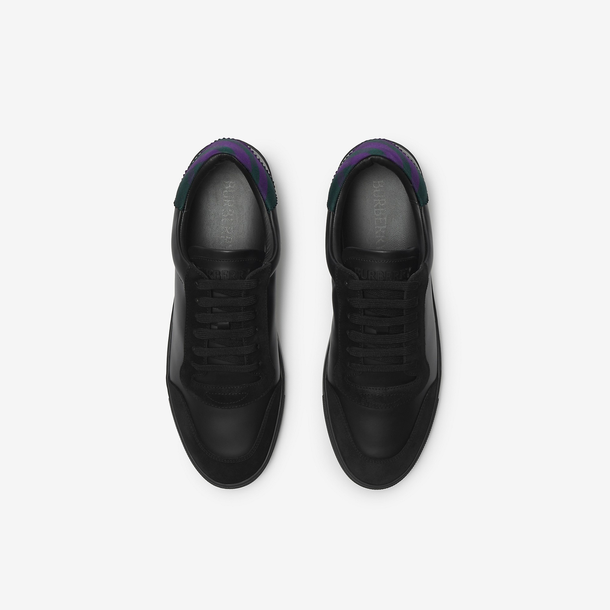 Leather and Check Cotton Sneakers - 5