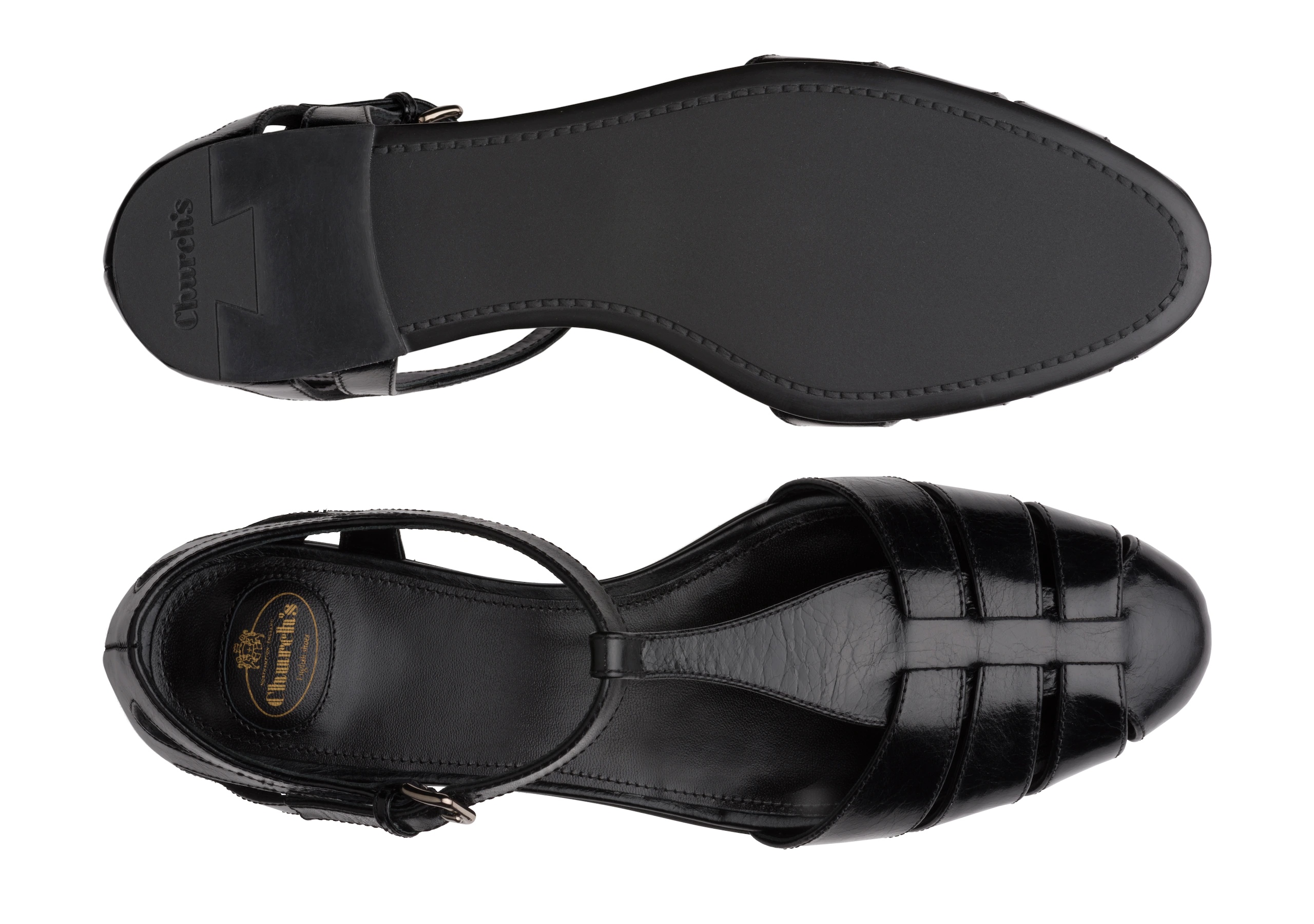 Rainbow
Shine Calf Leather T-Bar Sandal Black - 3