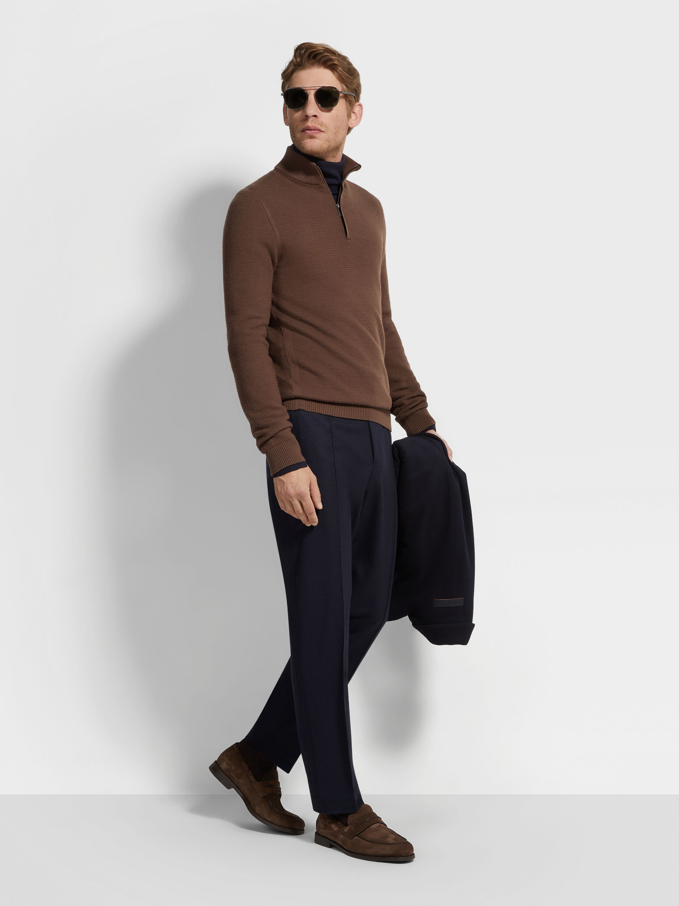 NAVY BLUE 15MILMIL15 WOOL SILK AND CASHMERE PANTS - 3