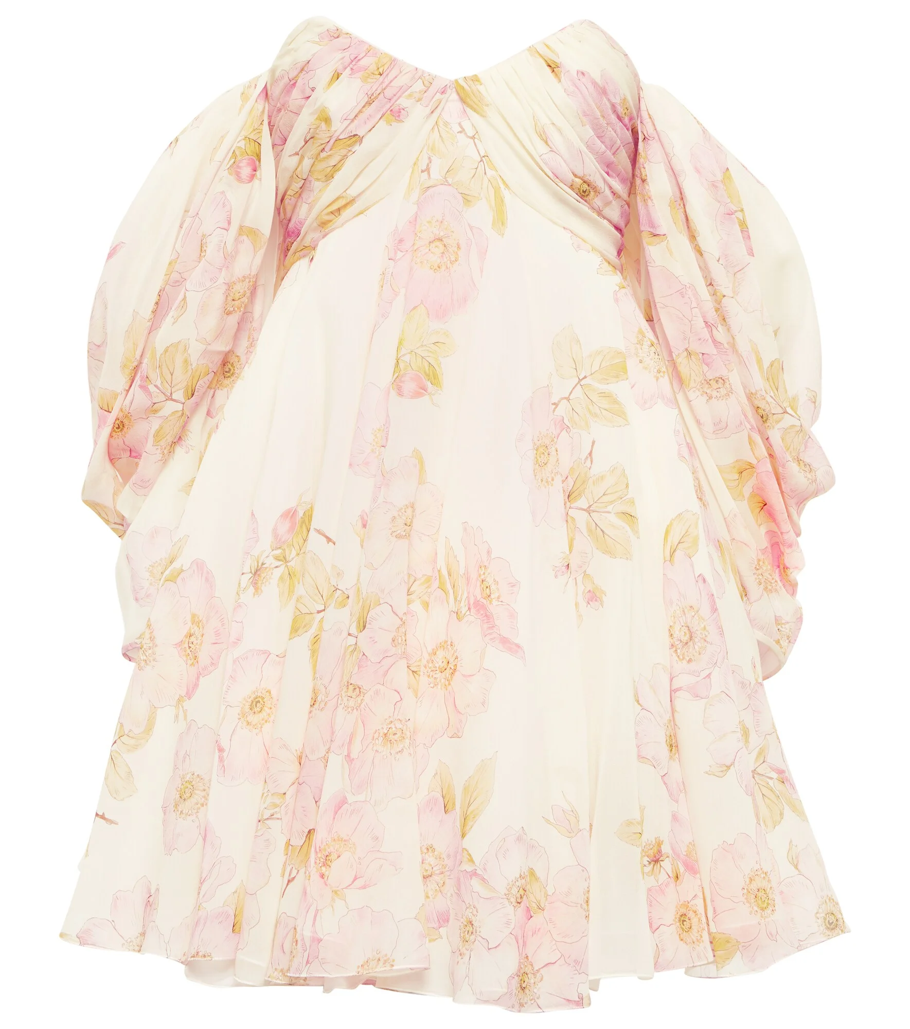 Off-shoulder floral silk minidress - 1