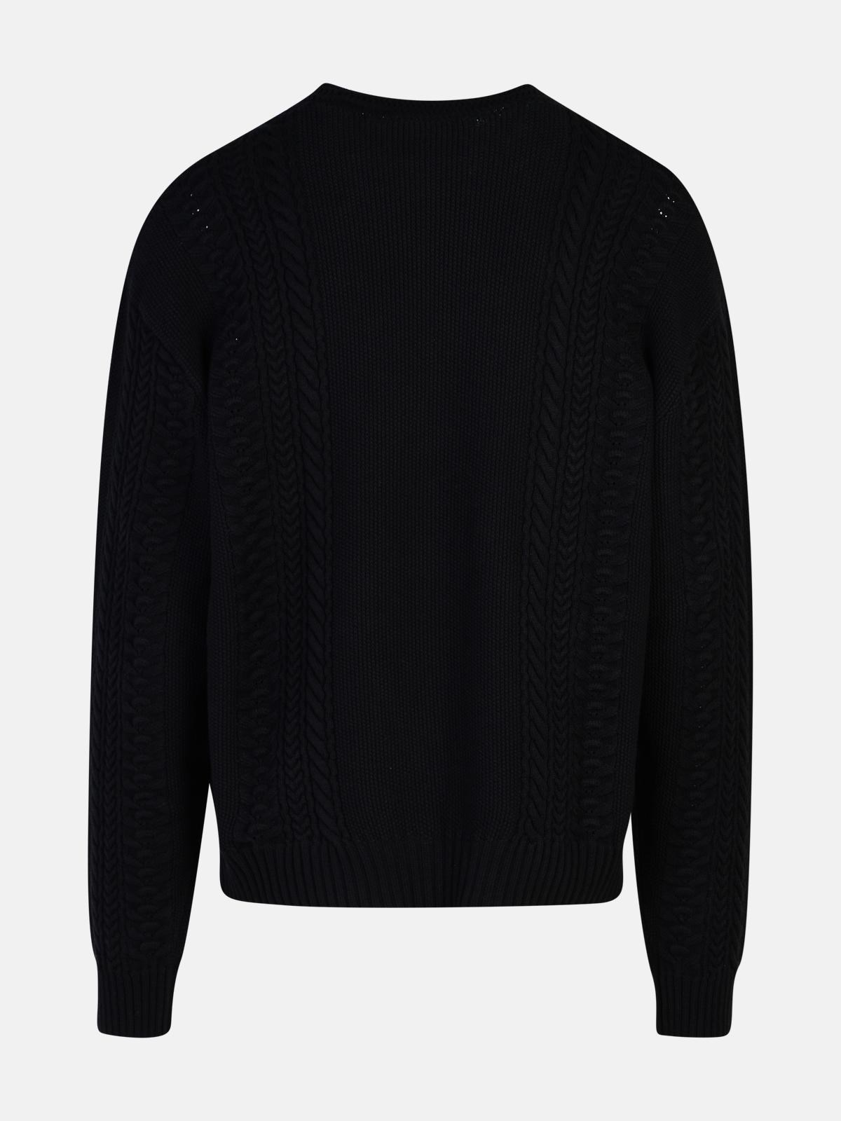 BLACK COTTON BLEND SWEATER - 3