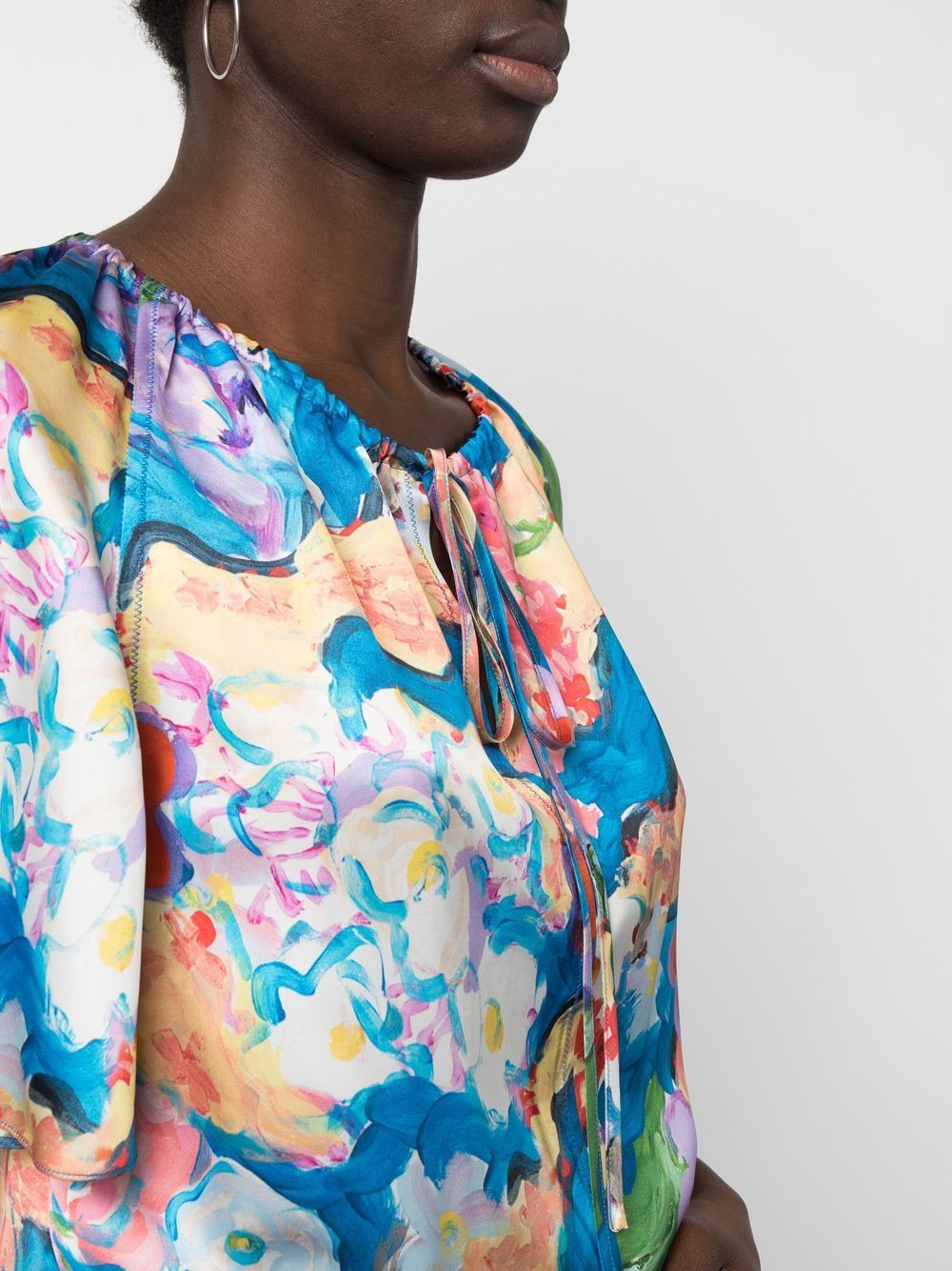 floral-print short-sleeve blouse - 5