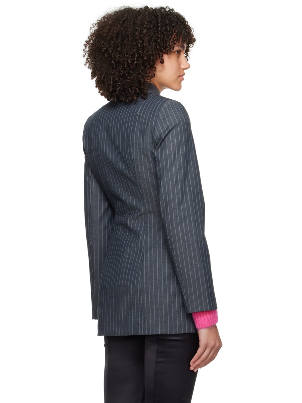 Gray Striped Blazer - 3