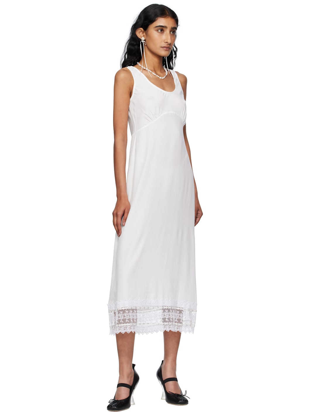 Off-White Trim Slip Midi Dress - 4